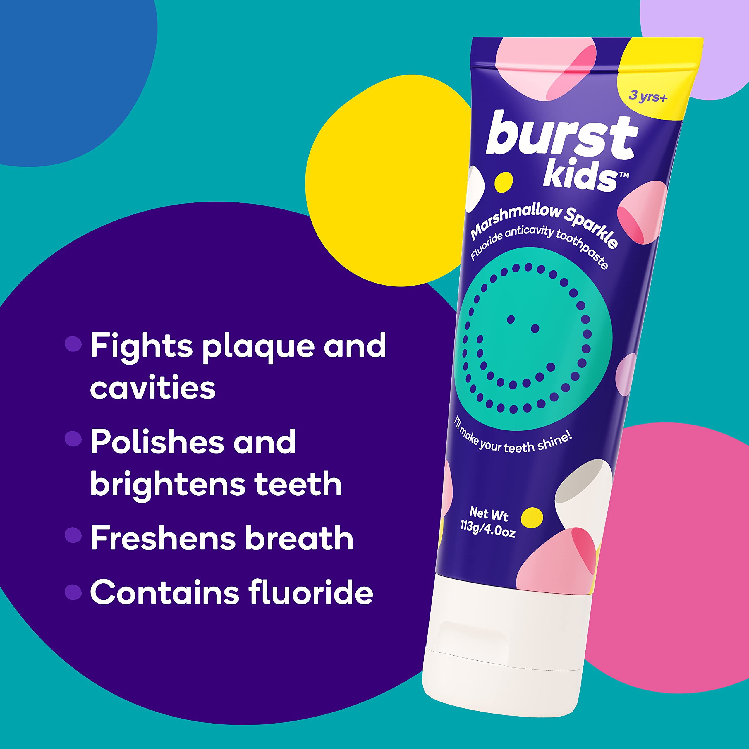 Buy BURSTkids Marshmallow Sparkle Fluoride Toothpaste, Cavity Fighting