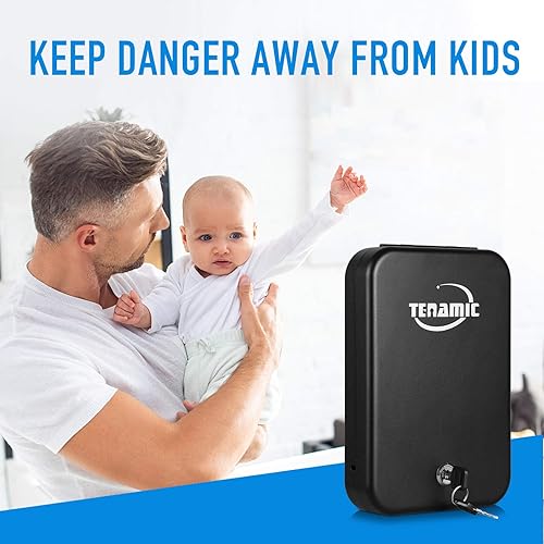 Miniatura 6 de Tenamic Caja fuerte para pistola, caja de seguridad portátil para pistola de viaje, caja de bloqueo de pistola de acero sólido para el hogar, cajas