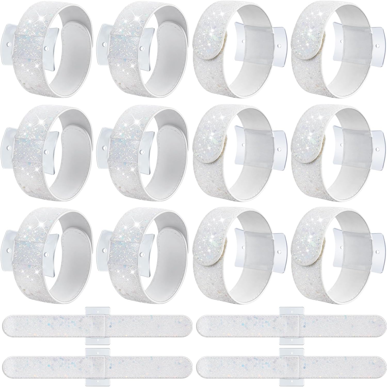 12 Pieces Slaplet Wristlets Wrist Corsage Bracelets Corsage Wristlet Band Floral Slaplets Wedding Bracelets DIY Wrist Corsages Accessories for Bridesmaid Bridal Shower Party Prom(White)