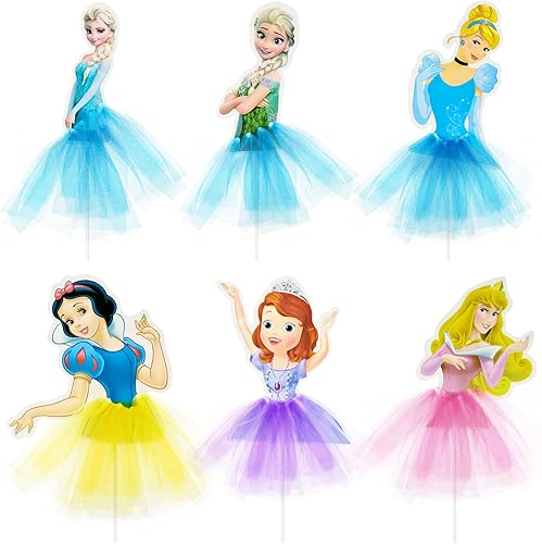 6 decoraciones de princesa para cupcakes, decoración de pastel de princesa para cumpleaños de niñas, para baby shower, fiesta de cumpleaños temática