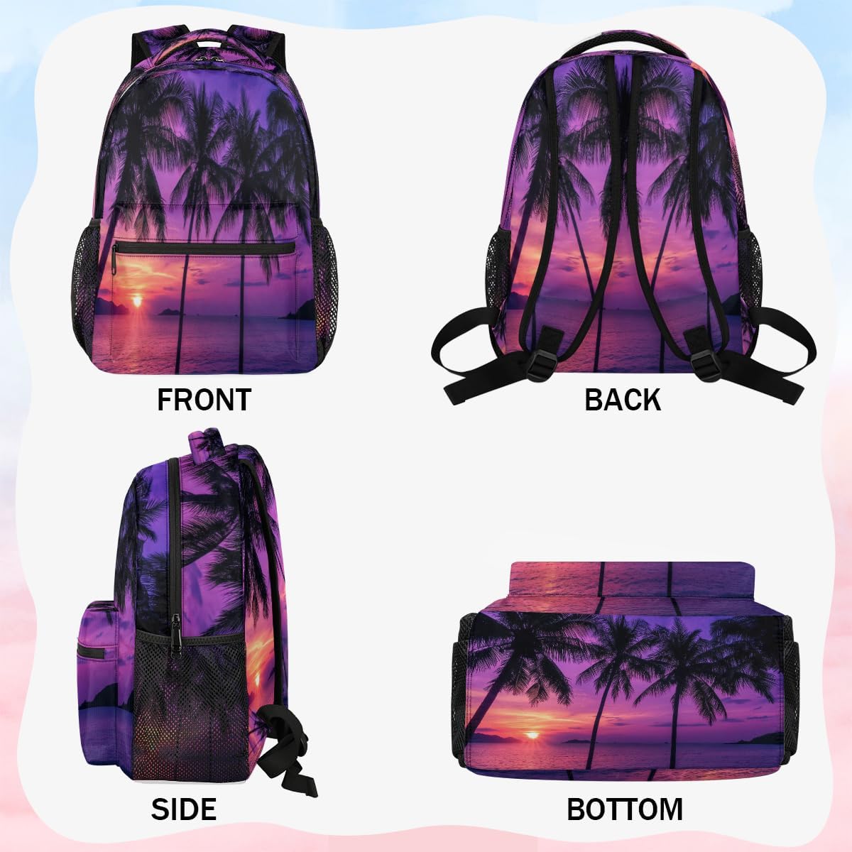 TropicalLife Hawaiian Palm Tree Ocean Theme Backpacks Bookbag Shoulder School Computer Hiking Gym Travel Casual Travel Daypack