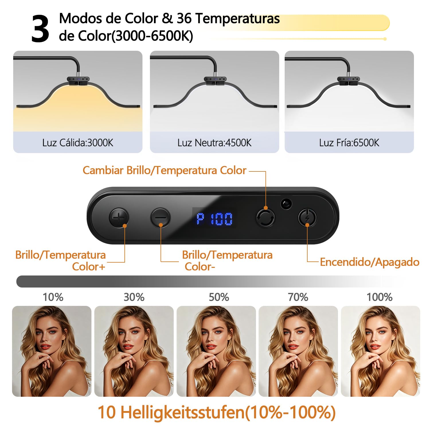 yAyusi Lámpara Pestañas Nubes de Pie con Soporte Teléfono, Retráctil Plegable Luz para Extensiones de Pestañas, Luz de Anillo de Belleza LED Regulable para Pestañas/Cuidado de Piel/Tatuajes (Negro)