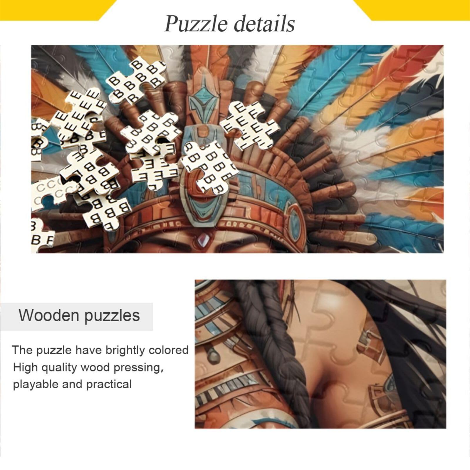 ZENWAWA 1000-Piece Jigsaw Puzzle – Aztec Statue Art, Alphabet Letters On Back, Includes Storage Bag, For Adults