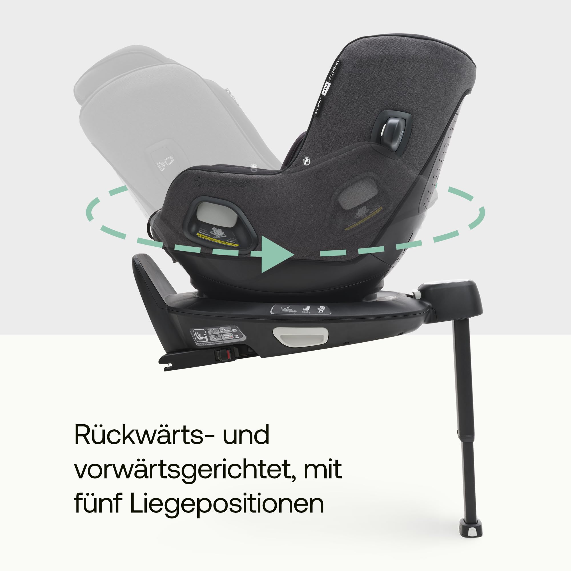Bugaboo Owl by Nuna Isofix Kindersitz von der Geburt bis 4 Jahre, 0-18 kg | 360 Grad drehbar, Gruppe 0+/1, ultimativer Komfort und Sicherheit, verstärkte Schale und seitlicher Aufprallschutz, Black