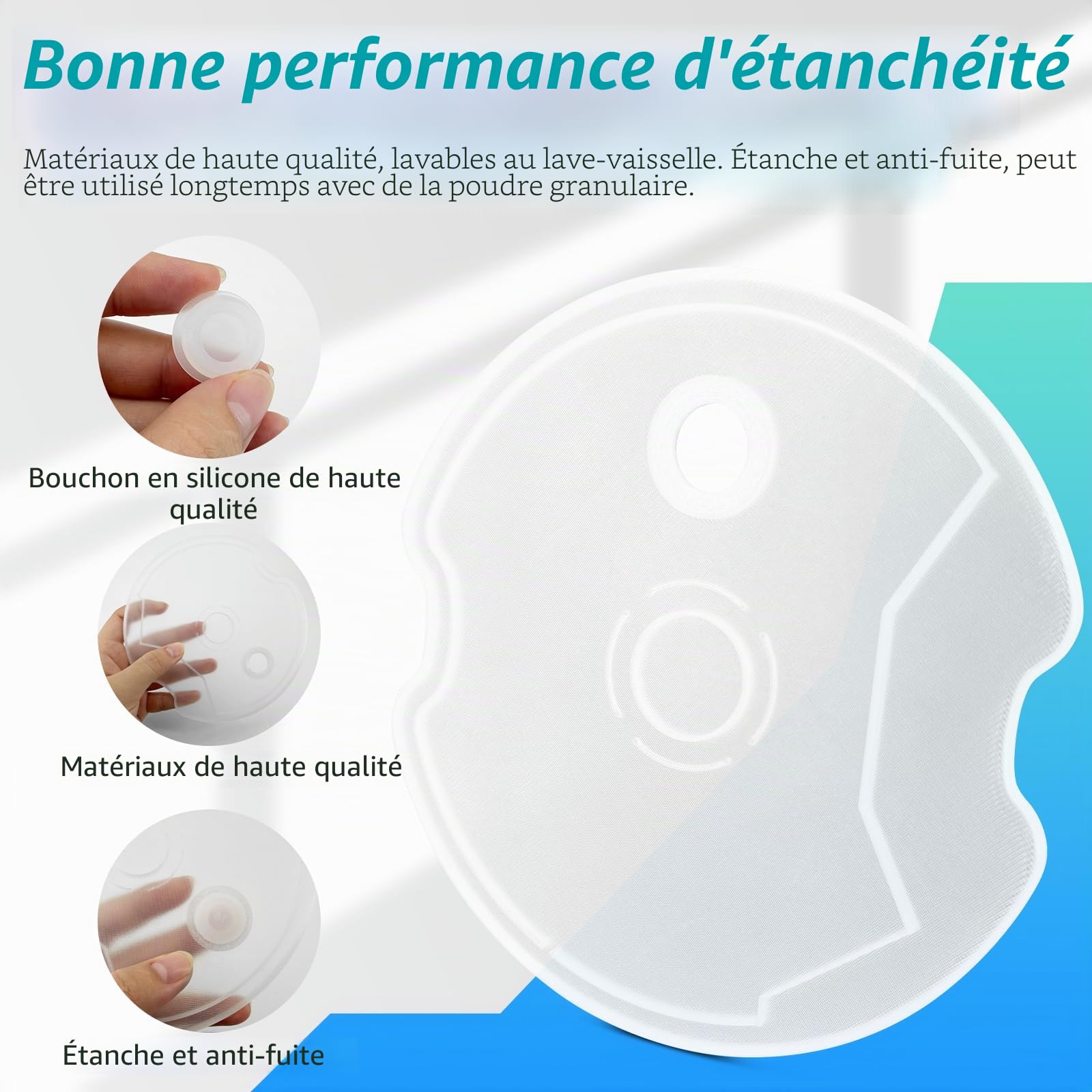 Couvercle de rechange, pour lave-vaisselle Miele Powerdisk, avec bouchon en silicone et entonnoir