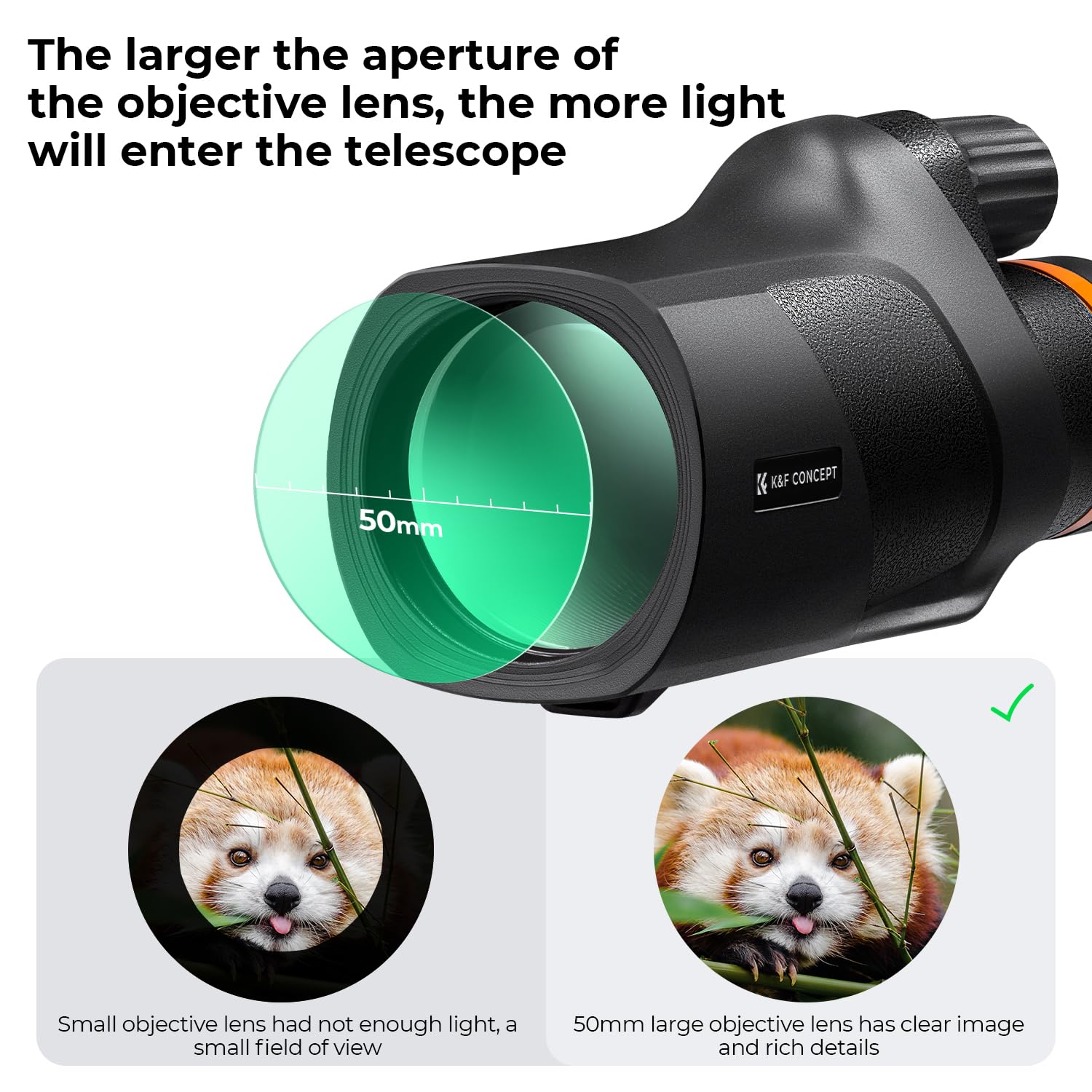 K&F Concept 12x50 HD Monokular Teleskop IP68 Wasserdicht Handy Fernrohr mit Arca-Schnittstelle mit Telefonclip und Stativ für Vogelbeobachtung, Jagen, Wandern, Konzert