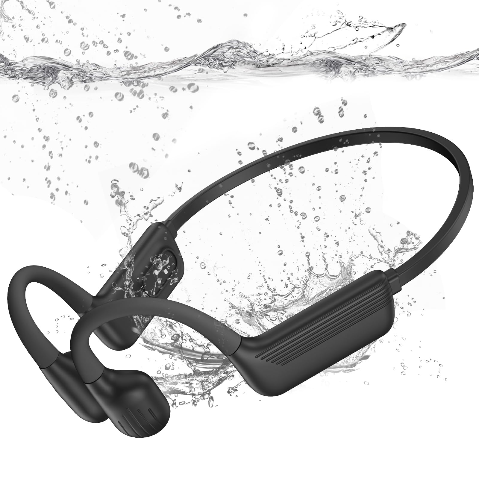 Liquid Silicone Swimming Headphones-Bone Conduction Headphones, IP68 Waterproof Underwater Earphones, LiteSurge Bluetooth Soft/Skin Open Ear Swim