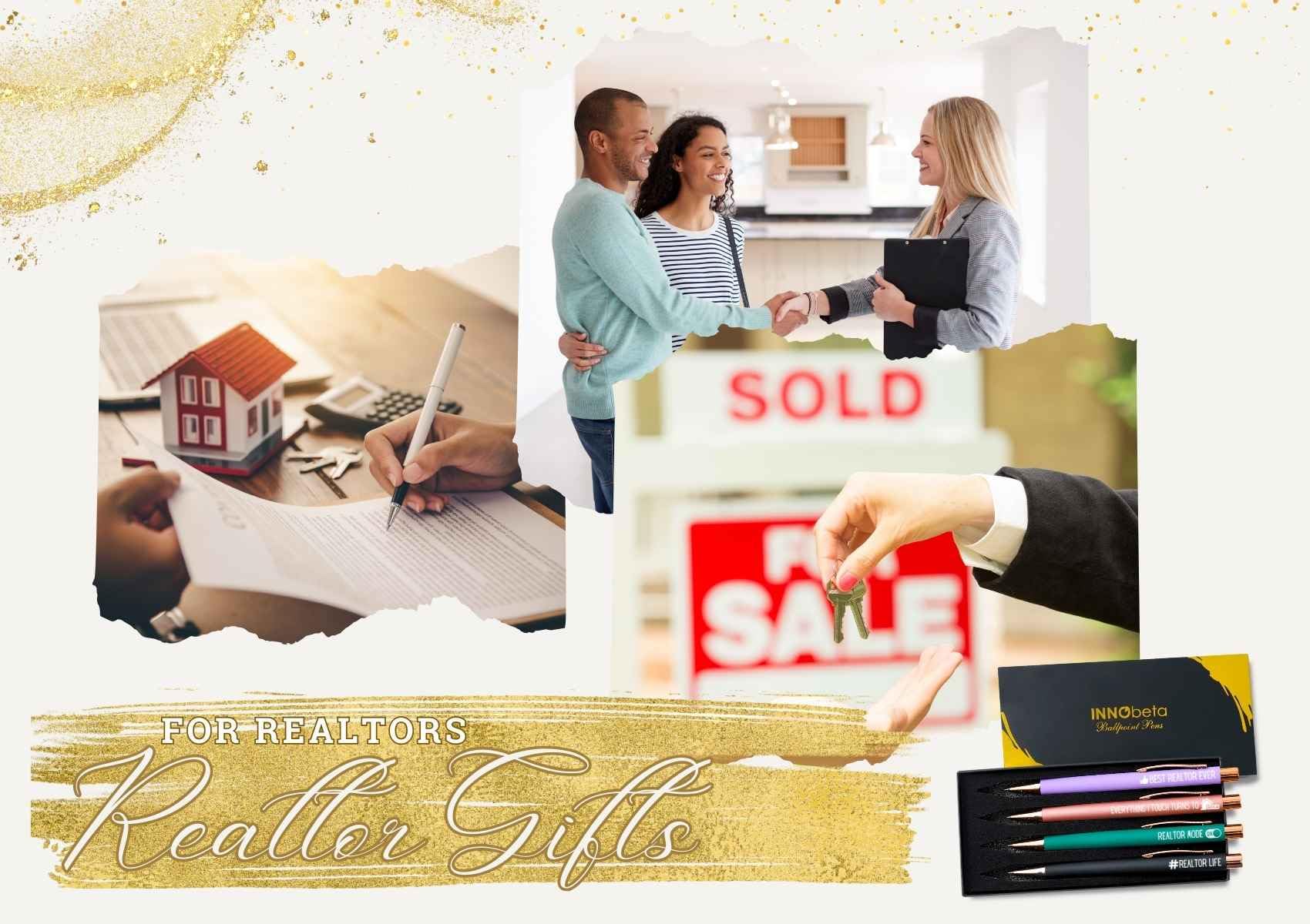 InnoBeta Realtor Gifts for Women, Funny Gifts for Real Estate Agent, Ballpoint Pen Set of 4, Gift Ideas for Women on Birthday, Christmas, Appreciation