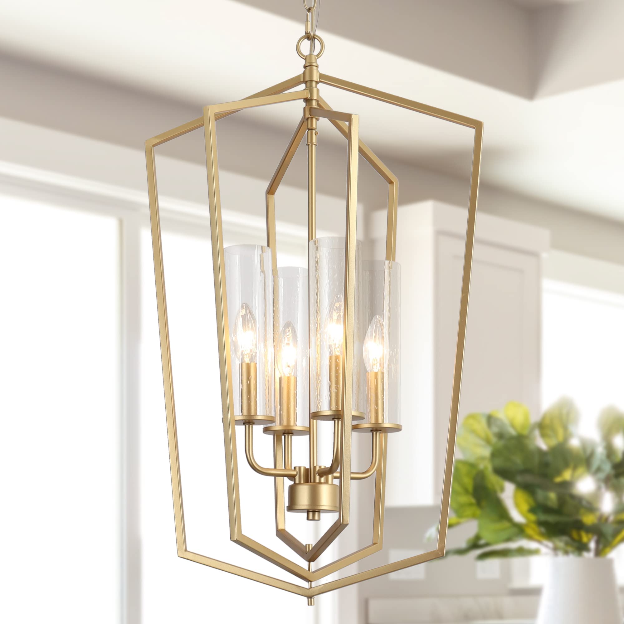 Buy Durent Lighting Modern Gold Chandelier, 4Light Rotatable Geometric