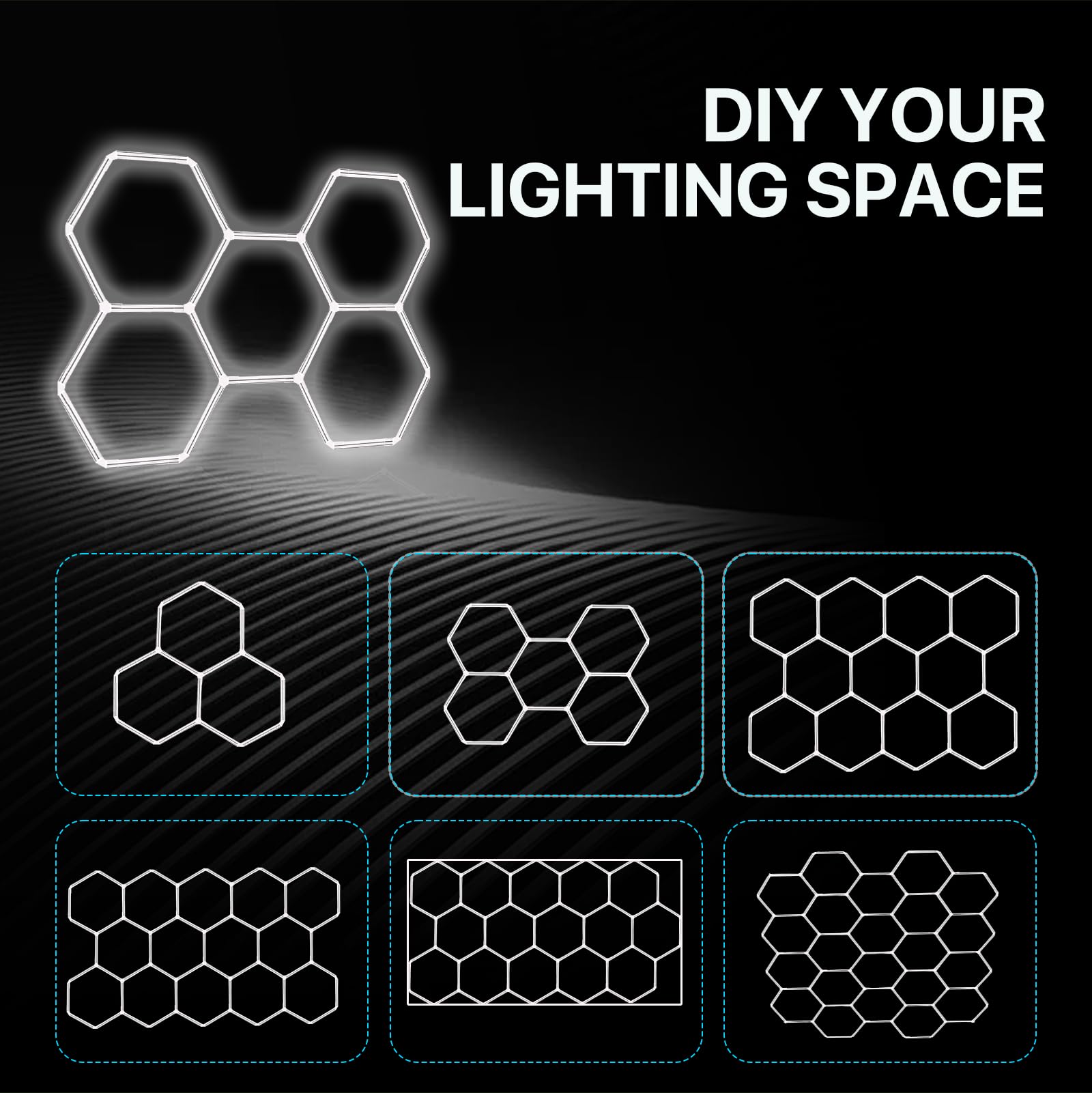 Snapklik.com : HYPERLITE Gen 2 Hexagon Garage Light, Upgraded 3 Level ...