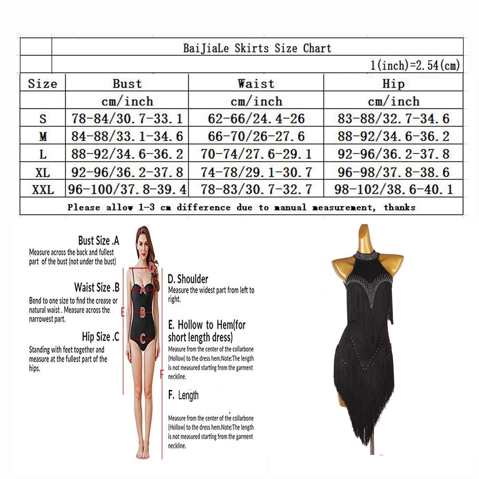 JRUIA Women's Fringe Latin Dance Performance Dresses Cha Cha Ballroom Competition Costumes Leotard Skirts for Rumba Samba,A,M