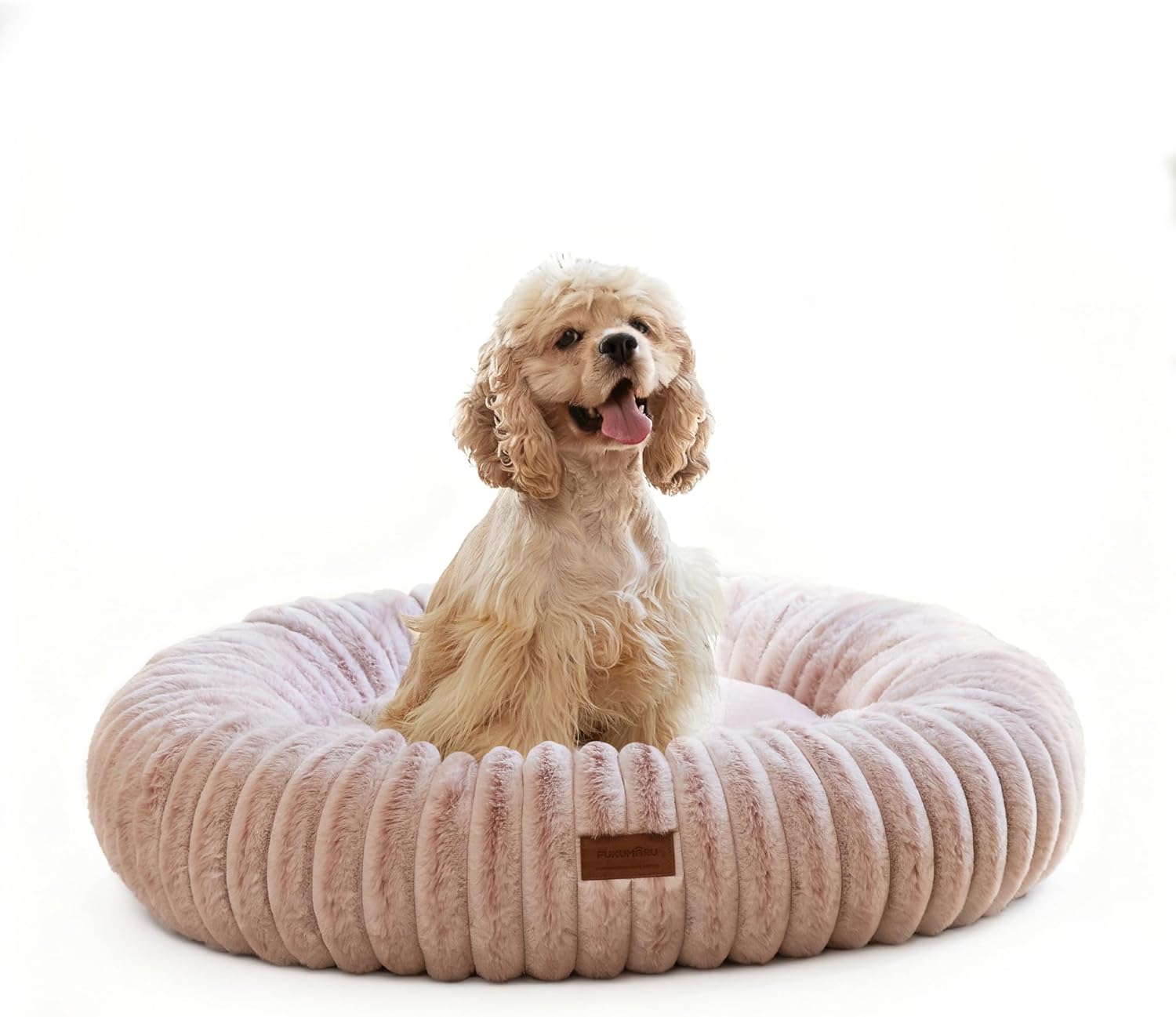 FUKUMARU Hundebett, Katzenbett, orthopädisches Hundebett für den Innenbereich, waschbarer Bezug, modernes Design mit Farbverlauf. 76 x 76 x 18 cm, Rosa