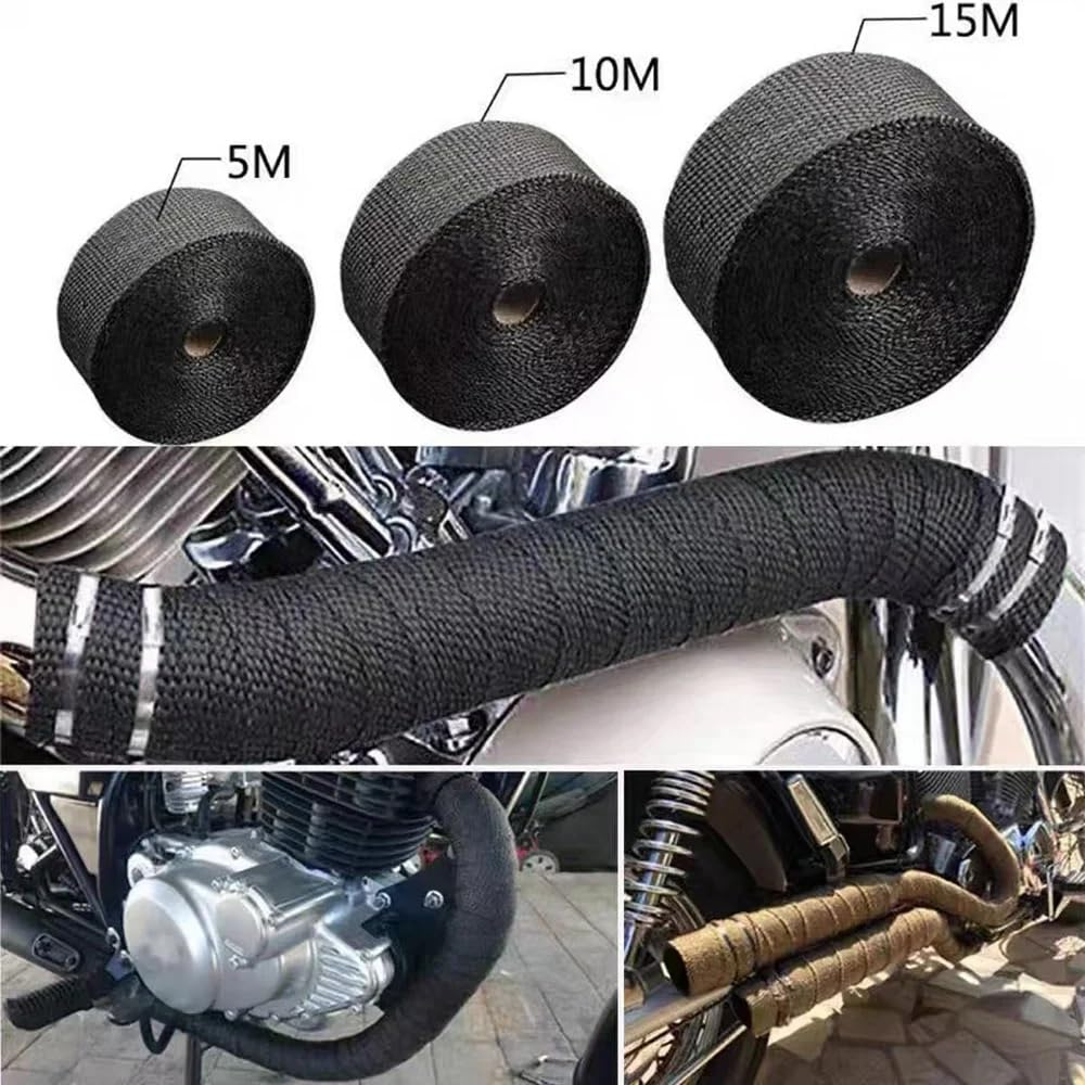 Il tessuto ignifugo viene utilizzato per l'isolamento ad alta temperatura dei tubi di scarico automobilistici e per l'isolamento dei tubi di scarico Copri scarico moto(Titanium,15M)