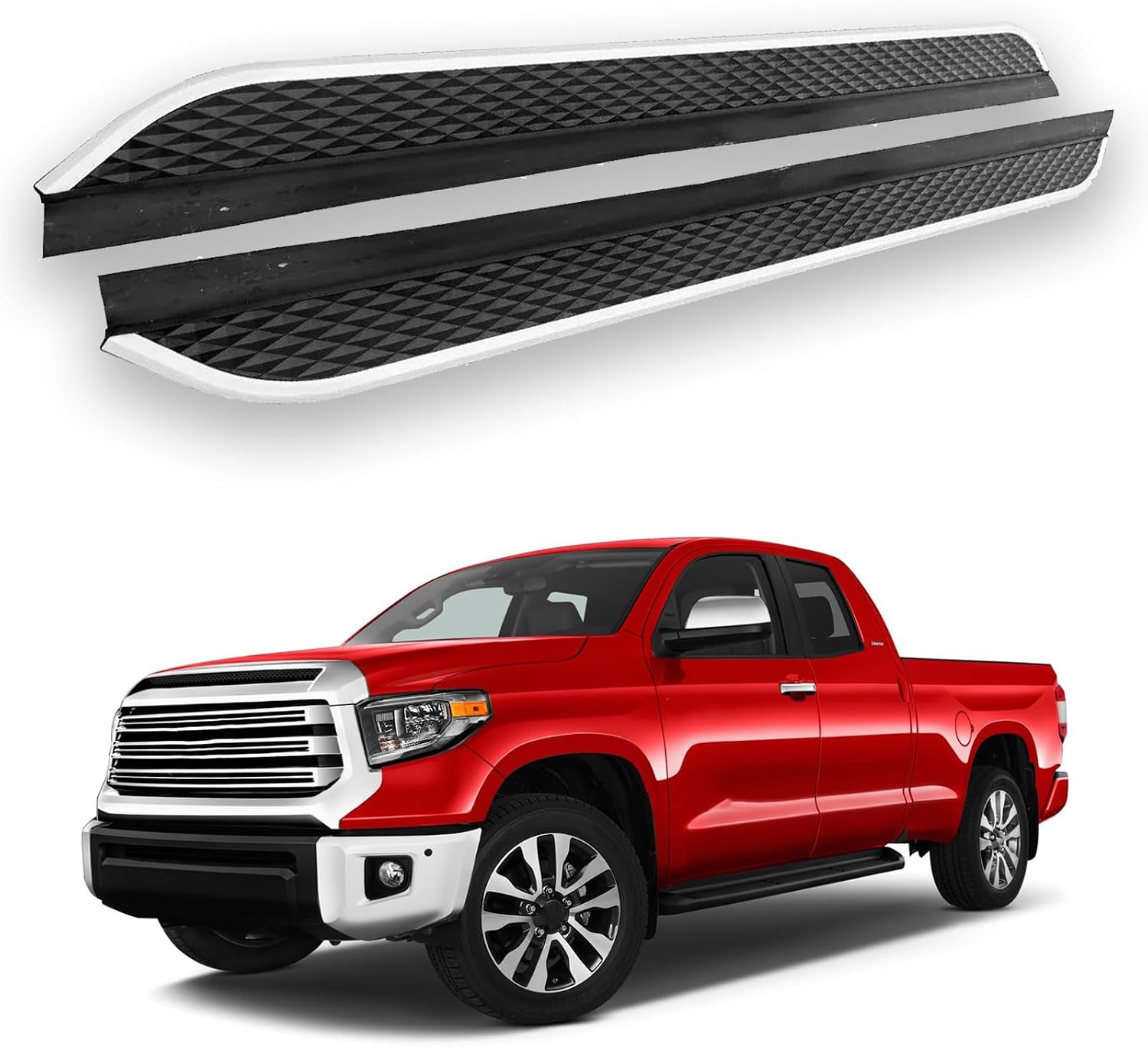 2Pcs Fits for Toyota Tundra 2010-2021 Running Boards Side Steps Pedals Silver Nerf Bar