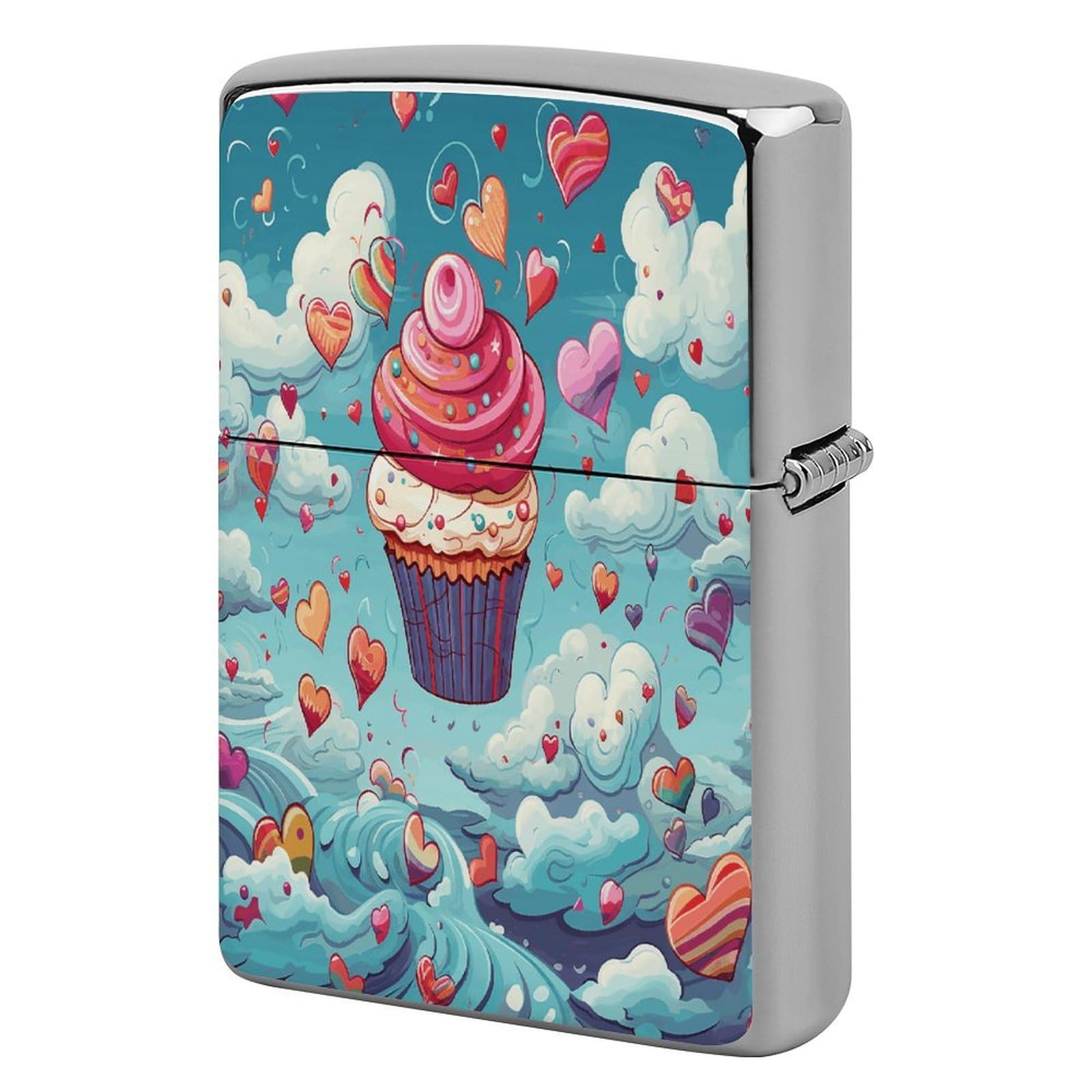 Btcowzrv Style Heart Shape And Clouds Metal Lighter Case Sleeve Cover Holder