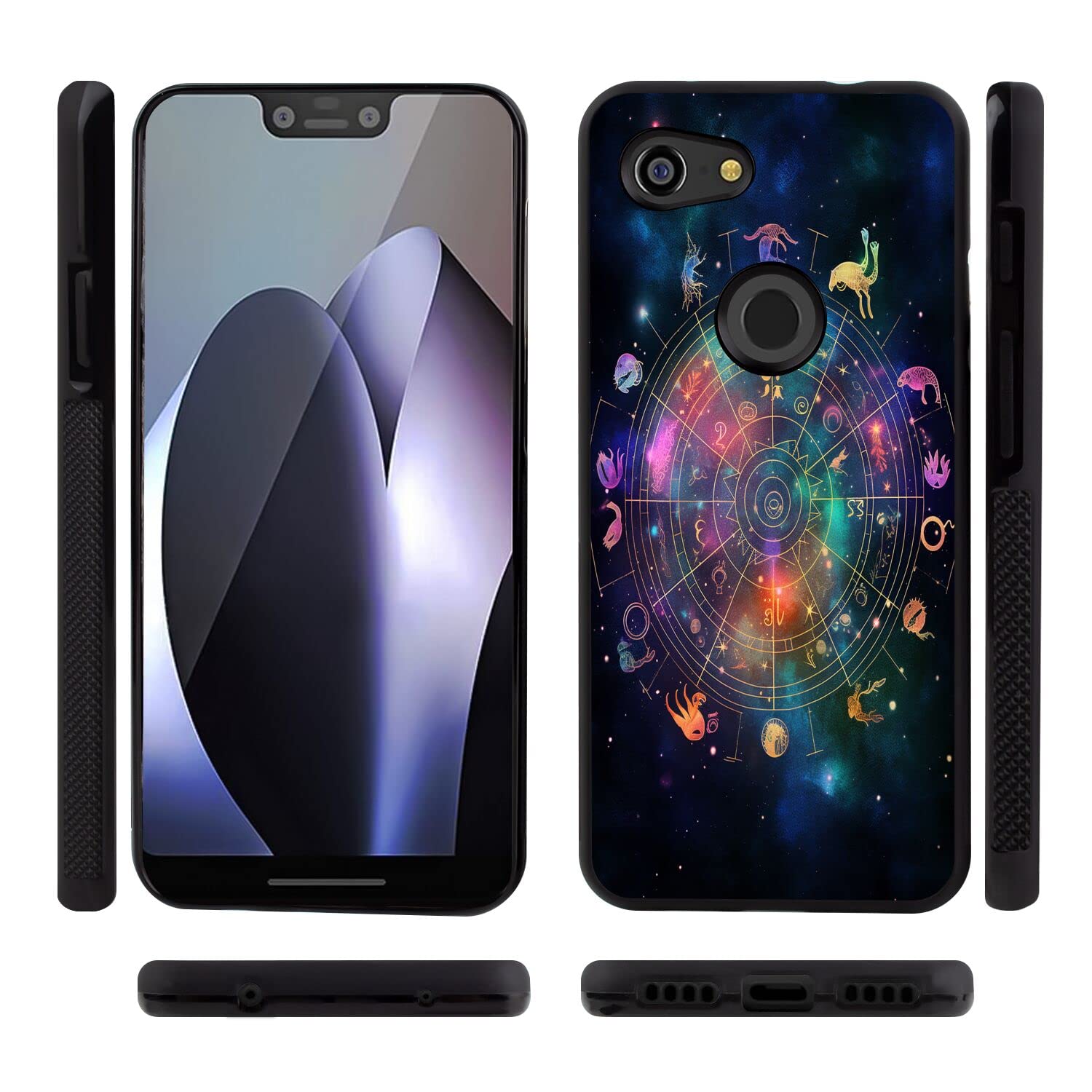 Xioolia Case Compatible with Google Pixel 3a for Zodiac Horoscope Print-21 Pattern Back Rubber Full Body Protection Drop Protection Non-Slip Cover-1