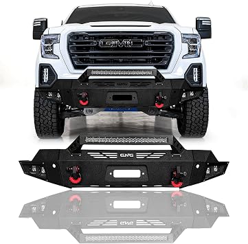 For 2019-2022 GMC Sierra 1500 Steel Front Bumper With Winch Plate&LightsBlack Texture2019 not fit limited2022 only fit limited