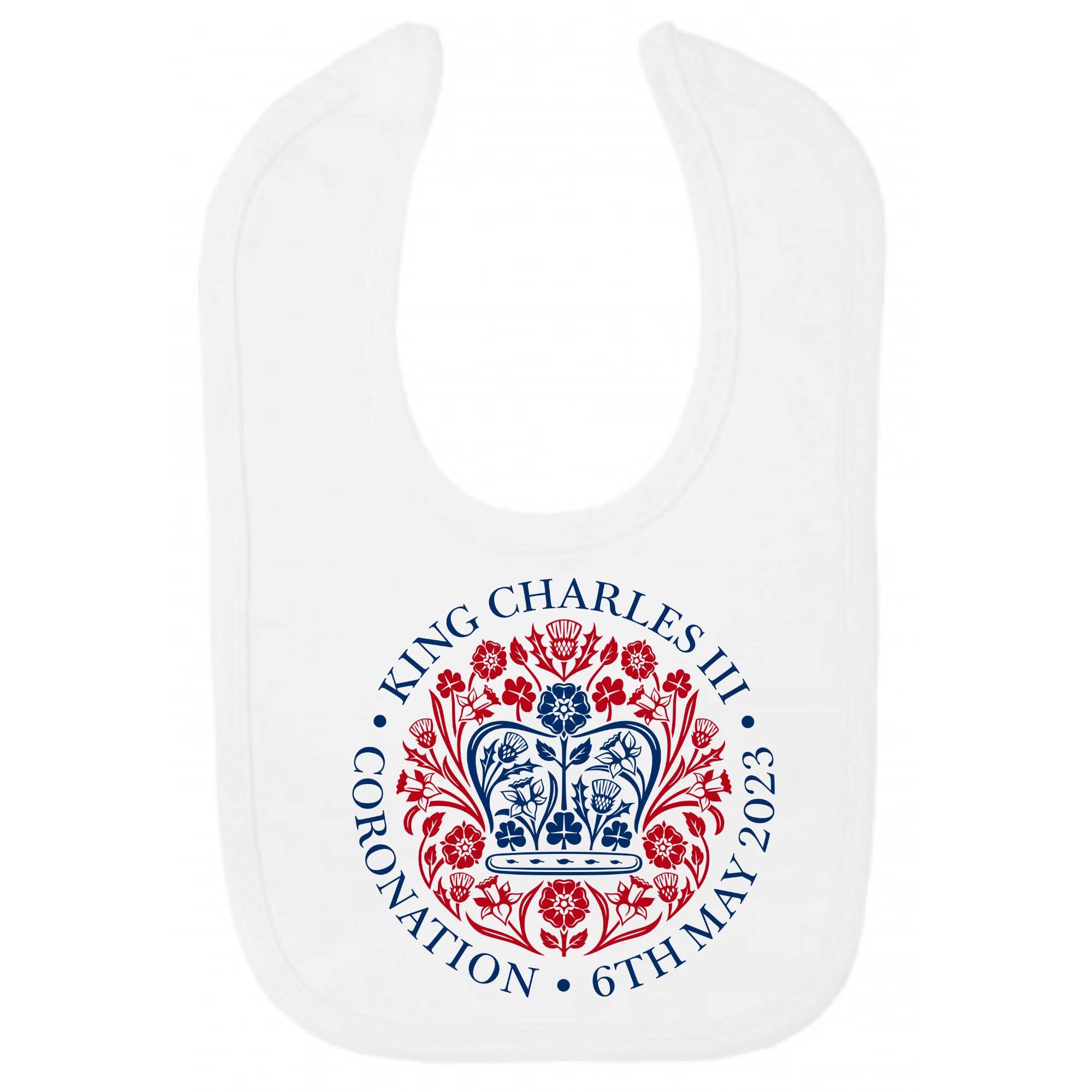 Just Toys OnlineKings Coronation Day Baby Bib, King Charles III Royal Coronation Logo Bib Souvenir Memorabilia Keepsake Gift