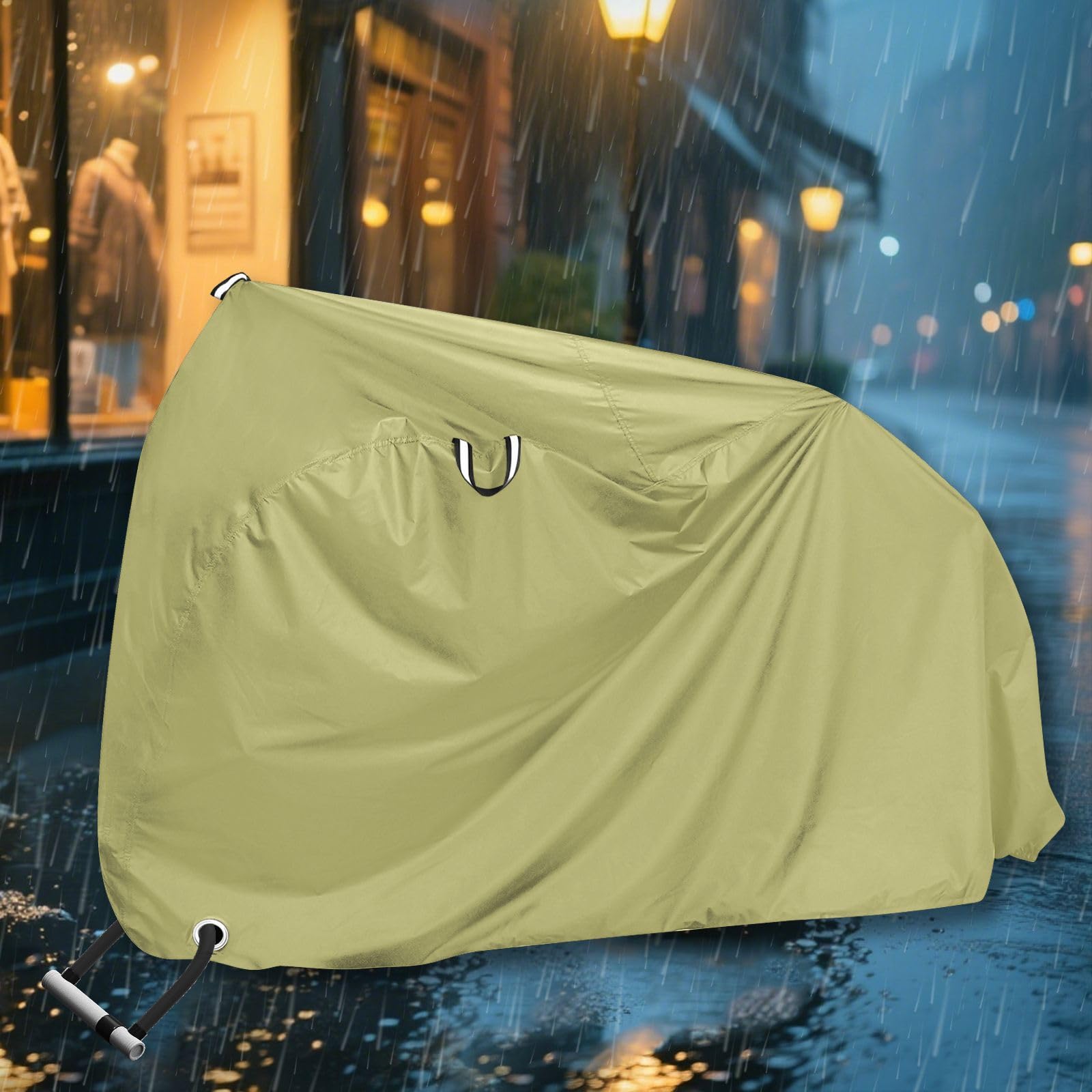 Housse de protection pour vélo d'extérieur - Couleur unie - Kaki foncé - Étanche - Avec trous de verrouillage - Anti-poussière, pluie, neige, UV - Convient pour la plupart des accessoires