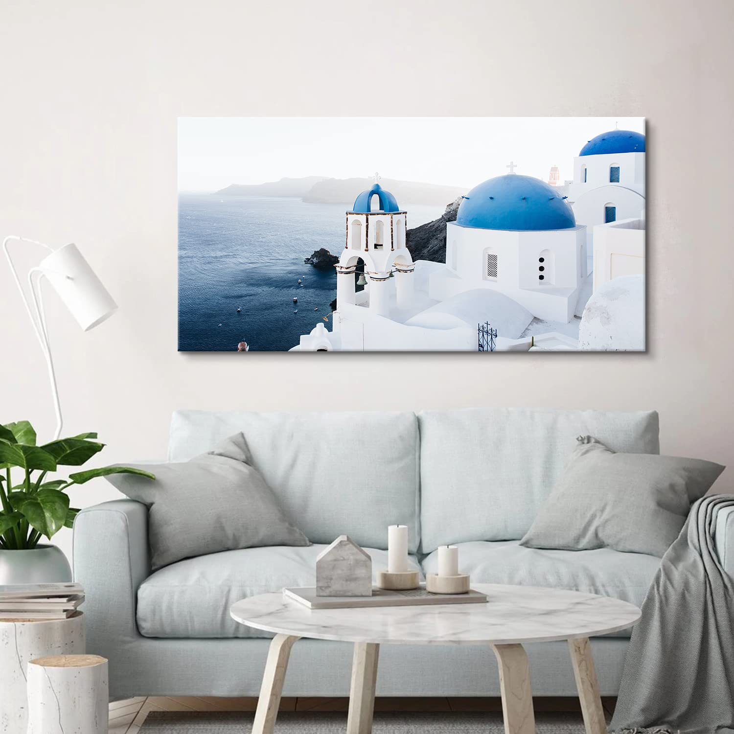 Amazon.co.jp: サントリーニ島 キャンバス ウォールアート