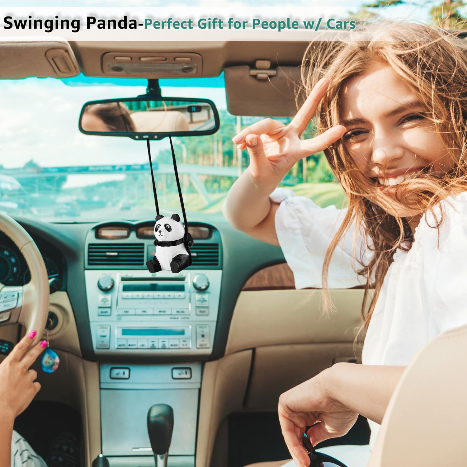 Panda Oscillante Per Auto – Decorazione Da Specchietto Retrovisore In Gesso (5,1x3,8 Cm) – Regalo Simpatico - 4