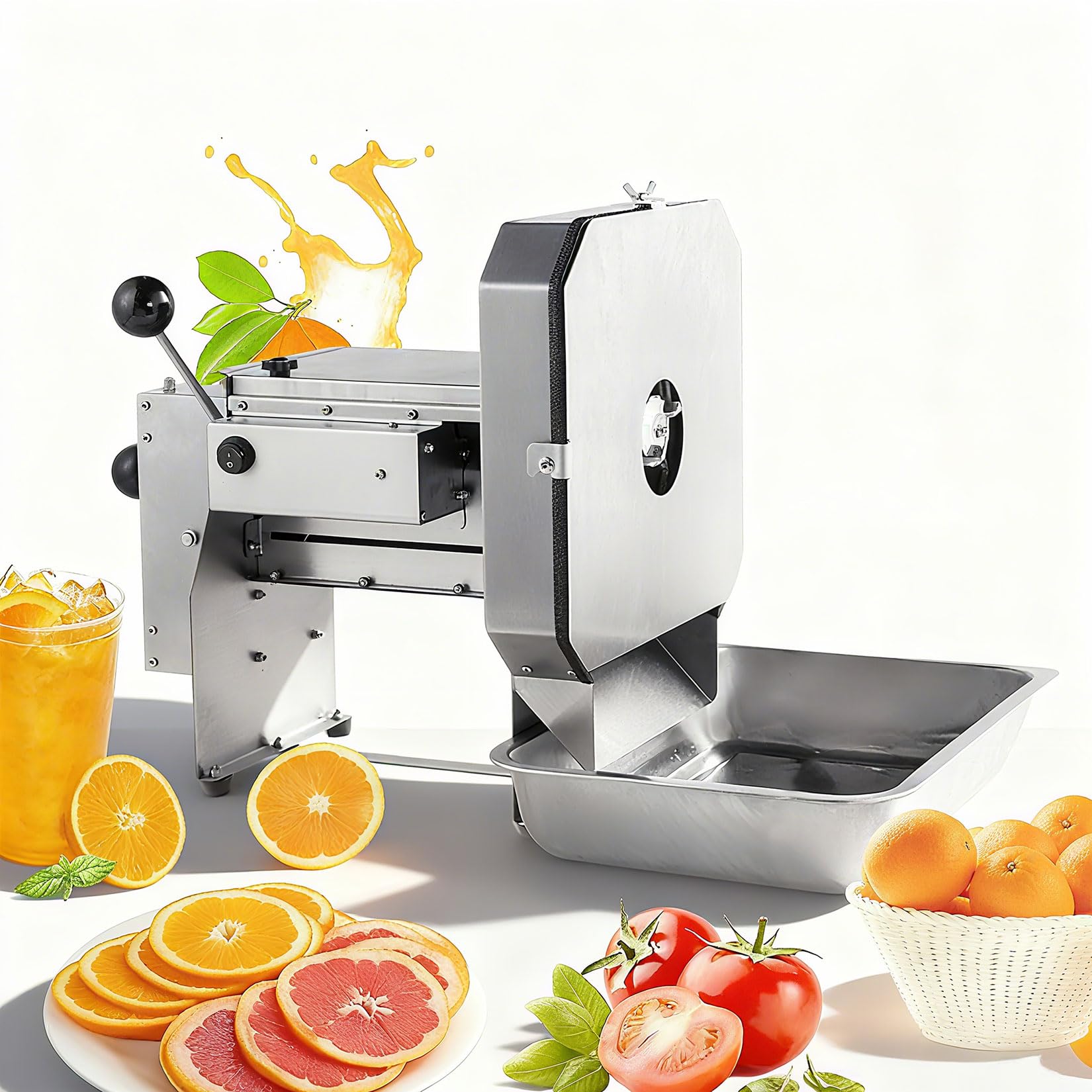 Cortadora eléctrica de frutas y verduras,Cortadora Eléctrica Espesor Ajustable de 0 a 10 mm Ajustable,Cortadoras Comercial de Acero Inoxidable para Hostelería (Manual y Eléctrica)
