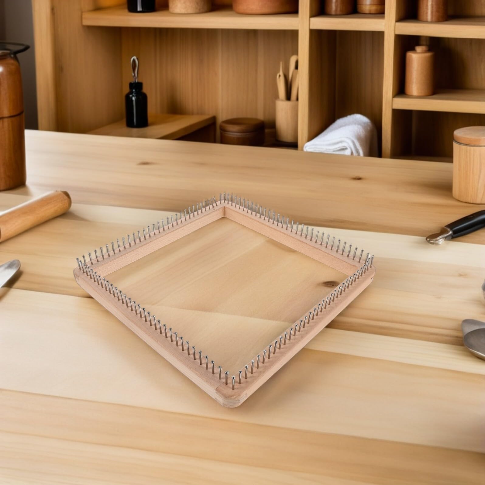 Telar de Madera Cuadrado para Tejer, 30x30cm, Manual
