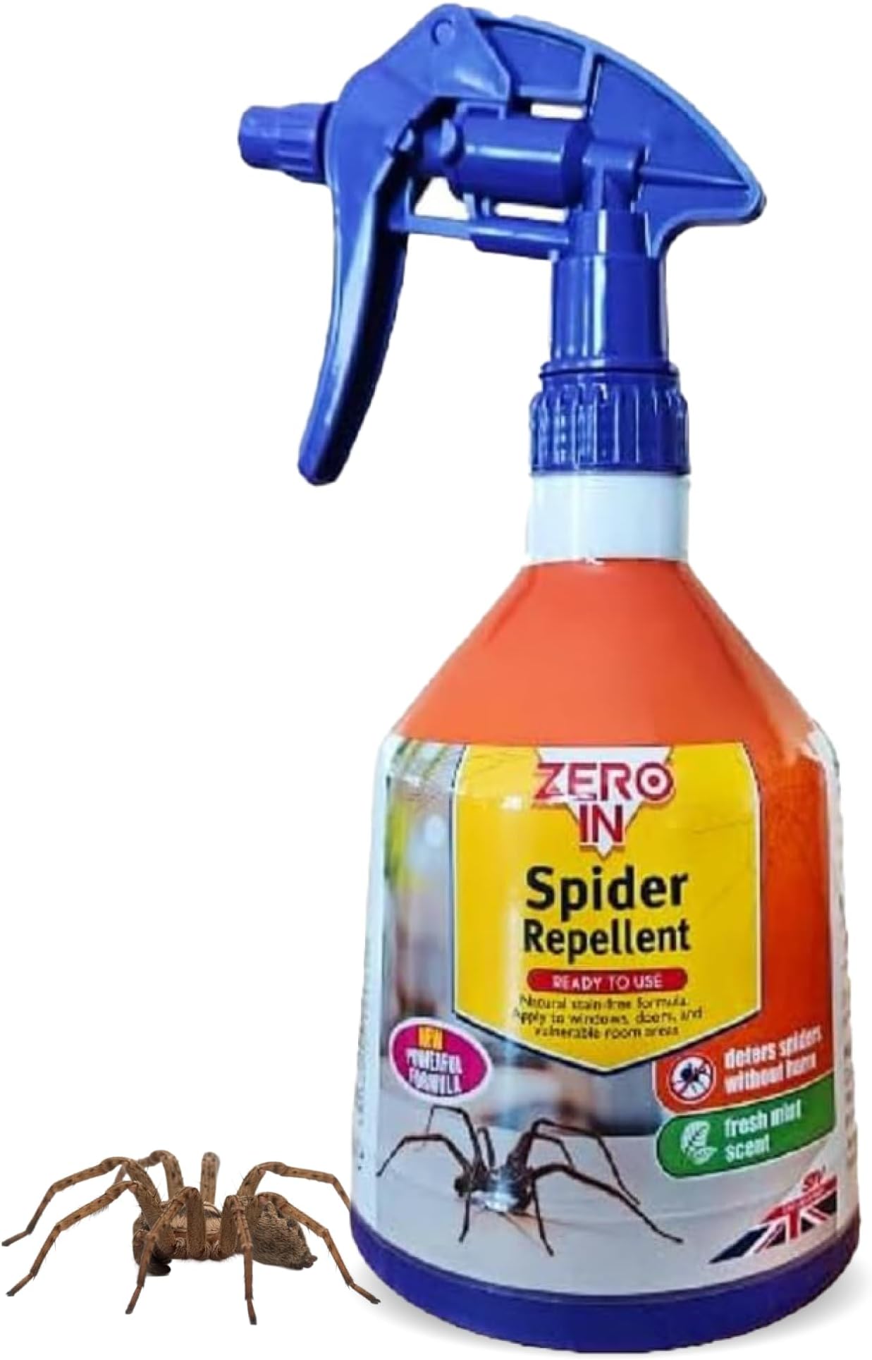 Zero In Spider Repellent – Indoor Peppermint Oil Spray – Non-Toxic, Natural Mint Deterrent – Easy to Use Spider Repellent Spray – Safe for Home Use & Around Pets, Lasts up to 3 Weeks – 500ml
