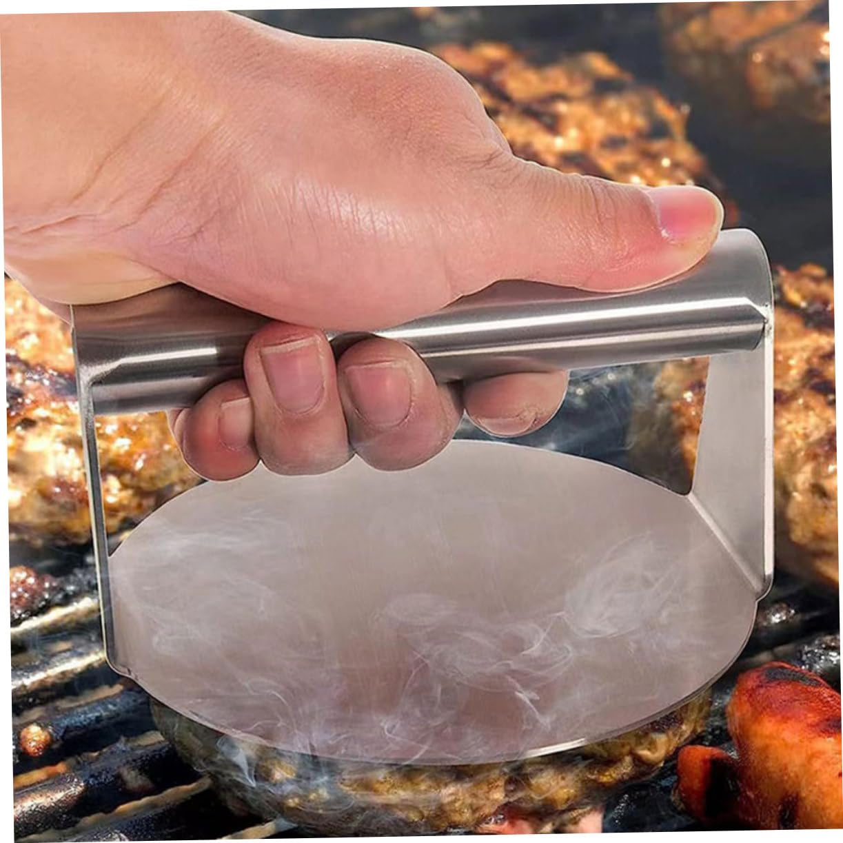 Amosfun Set Strumenti Barbecue in Metallo Inossidabile Pressa per Carne, Spatola e Pennello per Grigliate Esterne
