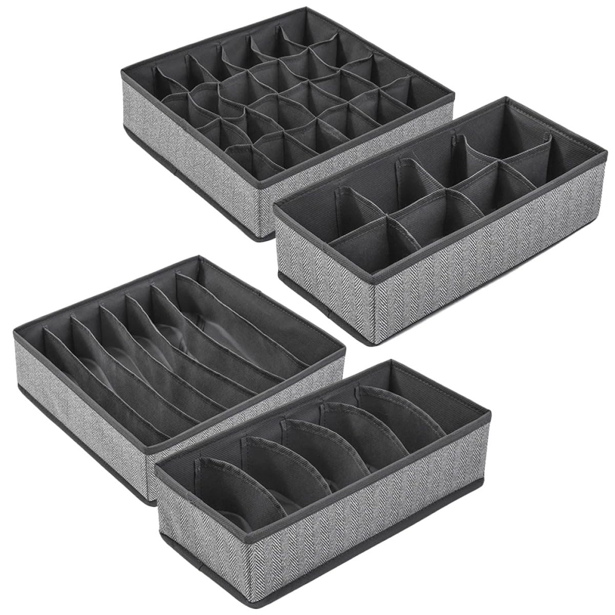 Organisateur de Tiroir à Chaussettes Pliable 4 Pièces en Tissu