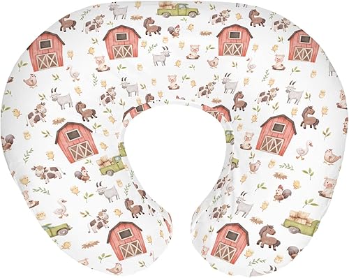 Lindas fundas de almohada de lactancia de animales de granja para niños y niñas, vaca, gallo, cabra, pato, cerdo, granero, camión, guardería,