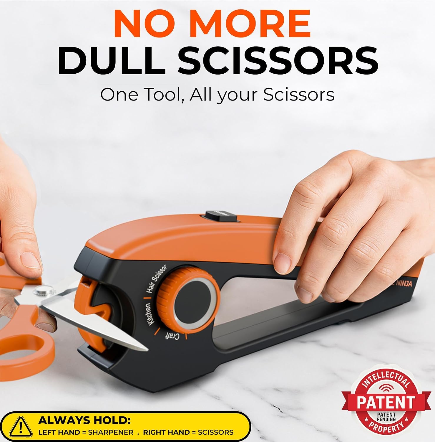 Orange Ninja Scissors Sharpener Tool – 4 Angle Settings, Easy Manual Use