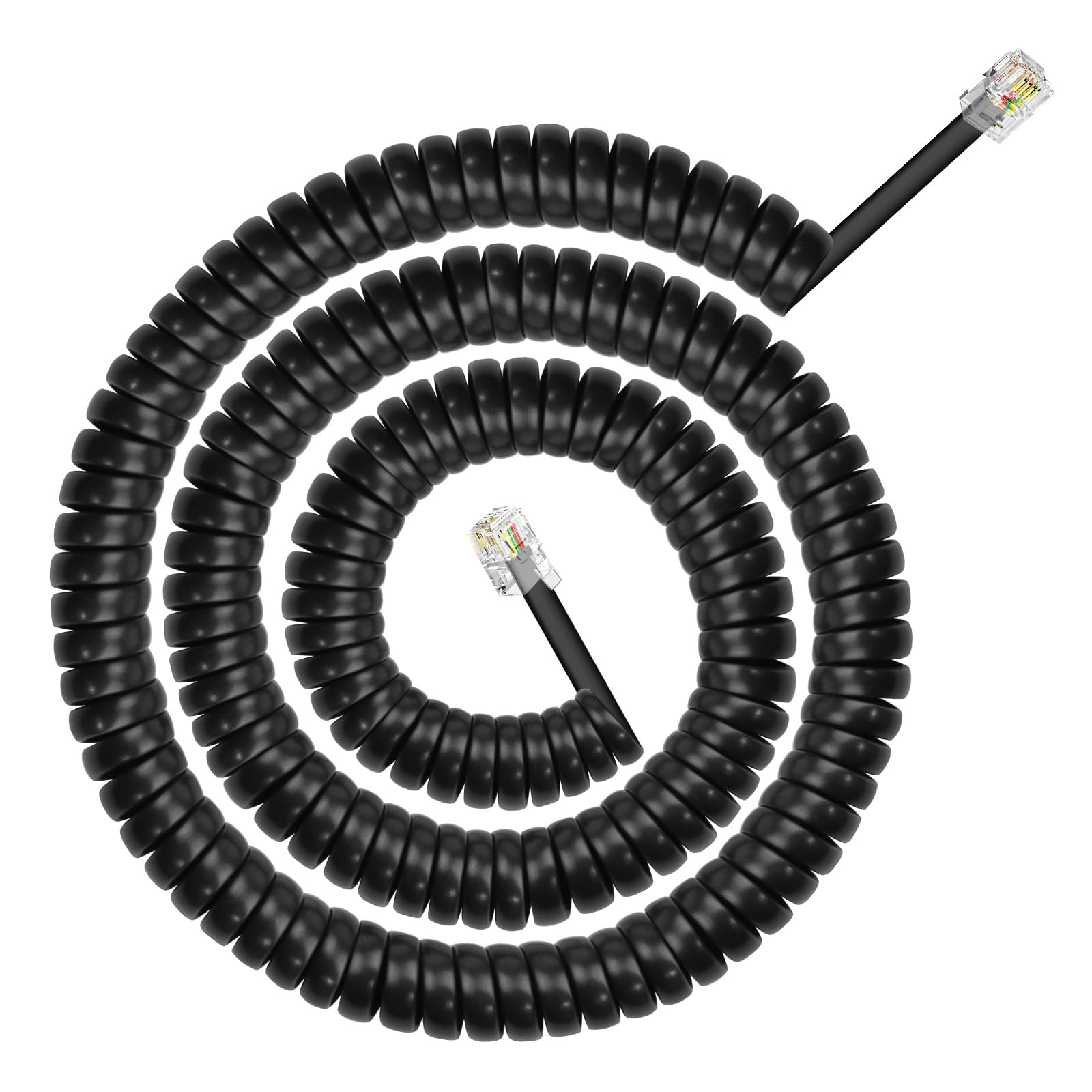 moeverEX Cable de teléfono, cable de teléfono, cable de auricular, negro, paquete de 2, compatible universalmente