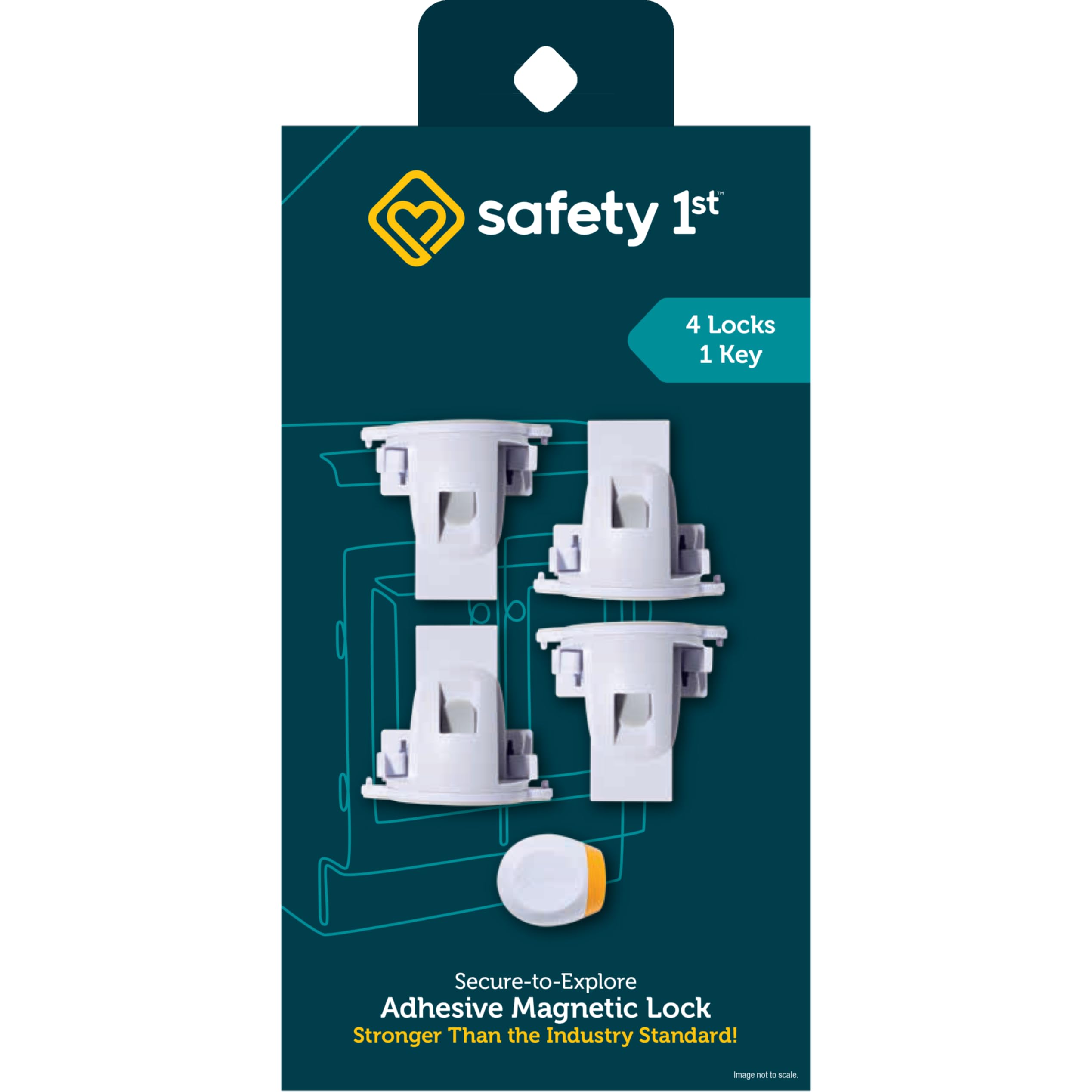 Safety 1® Serrature magnetiche adesive sicure, include 4 serrature e 1 chiave, bianco