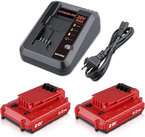 Paquete de 2 baterías PCC680L de 3.0 Ah + cargador PCC692L de repuesto para cable de portero, batería de litio de 20 V compatible con cable de