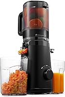 TUUMIIST Cold Press Juicer: 5.3" Extra Large Chute, High Yield Masticating Juicer for Whole Fruits/Veggies, Easy Clean, BPA-Free (Black)