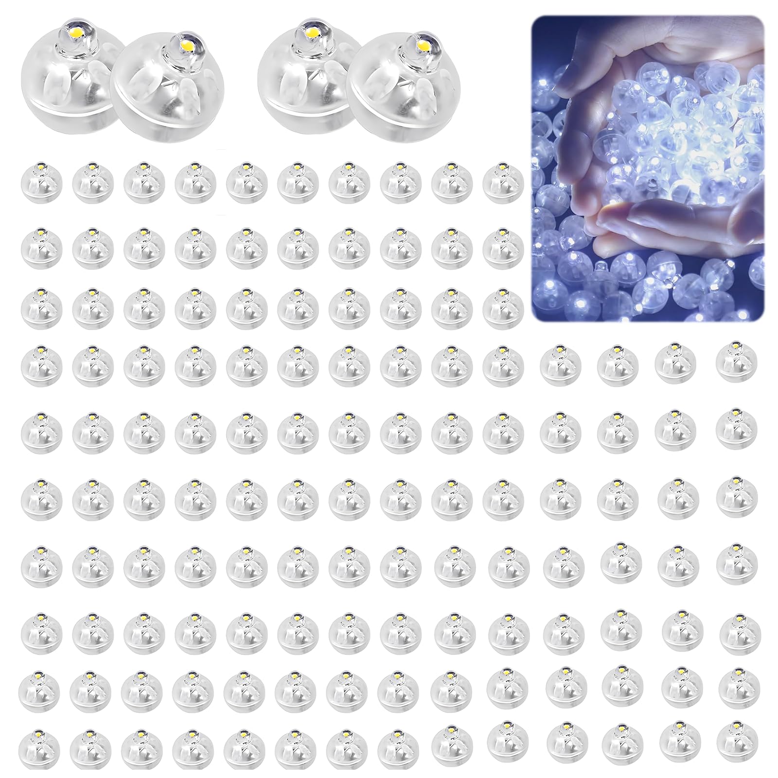 Mein HERZ 100 Piezas Luces para Globos LED,LED Lámpara Globo Mini LED Bombillas Luz,iluminación para globos Luces de Globo LED Redondo para Cumpleaños, Boda, Fiesta,Navidad,Halloween