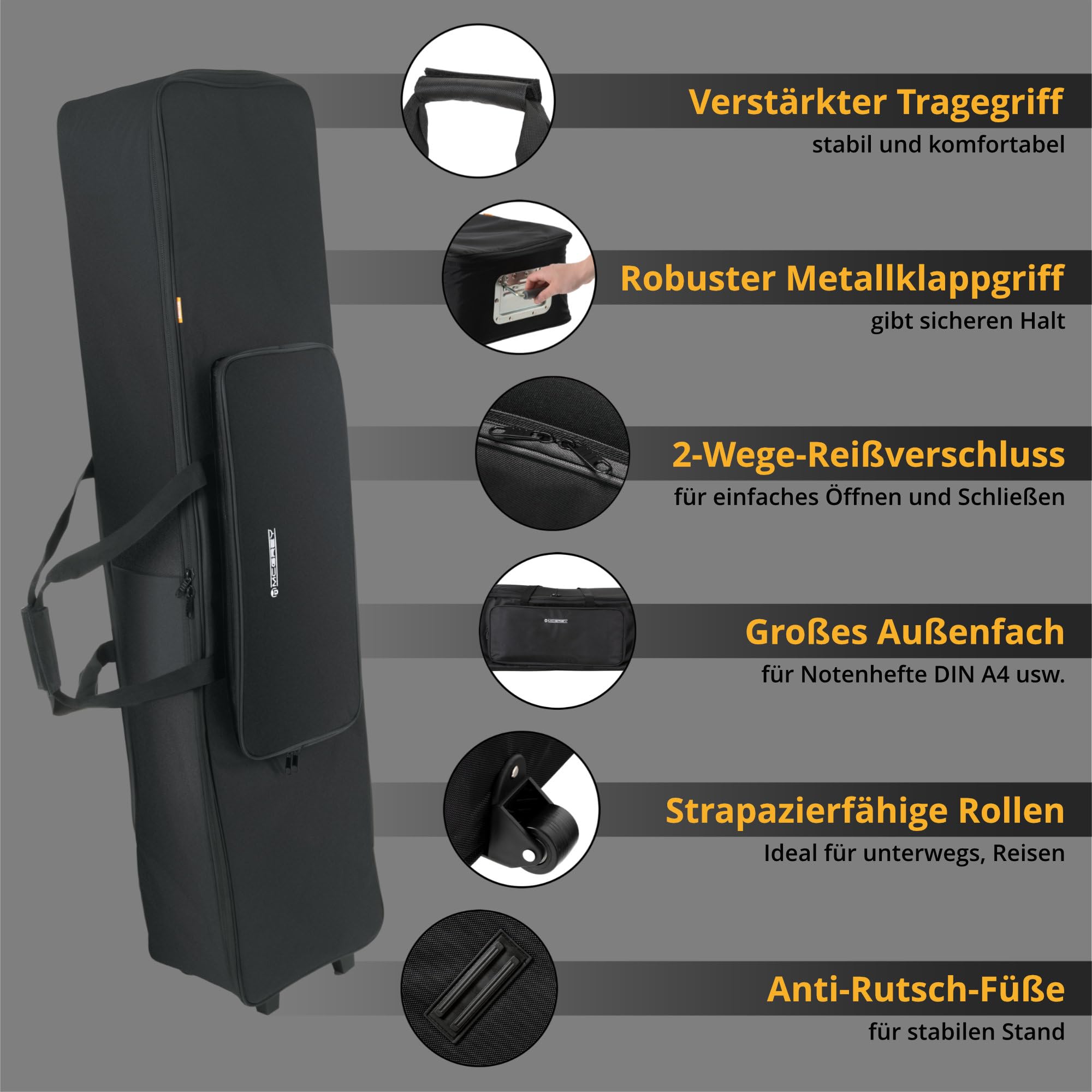 McGrey BS-88 Keyboard Trolly Set - Einsteiger-Keyboard in Stagepiano-Optik mit 88 Tasten - 146 Klänge - Split-, Dual- und Twinova-Funktion - inklusive Sustain-Pedal - schwarz