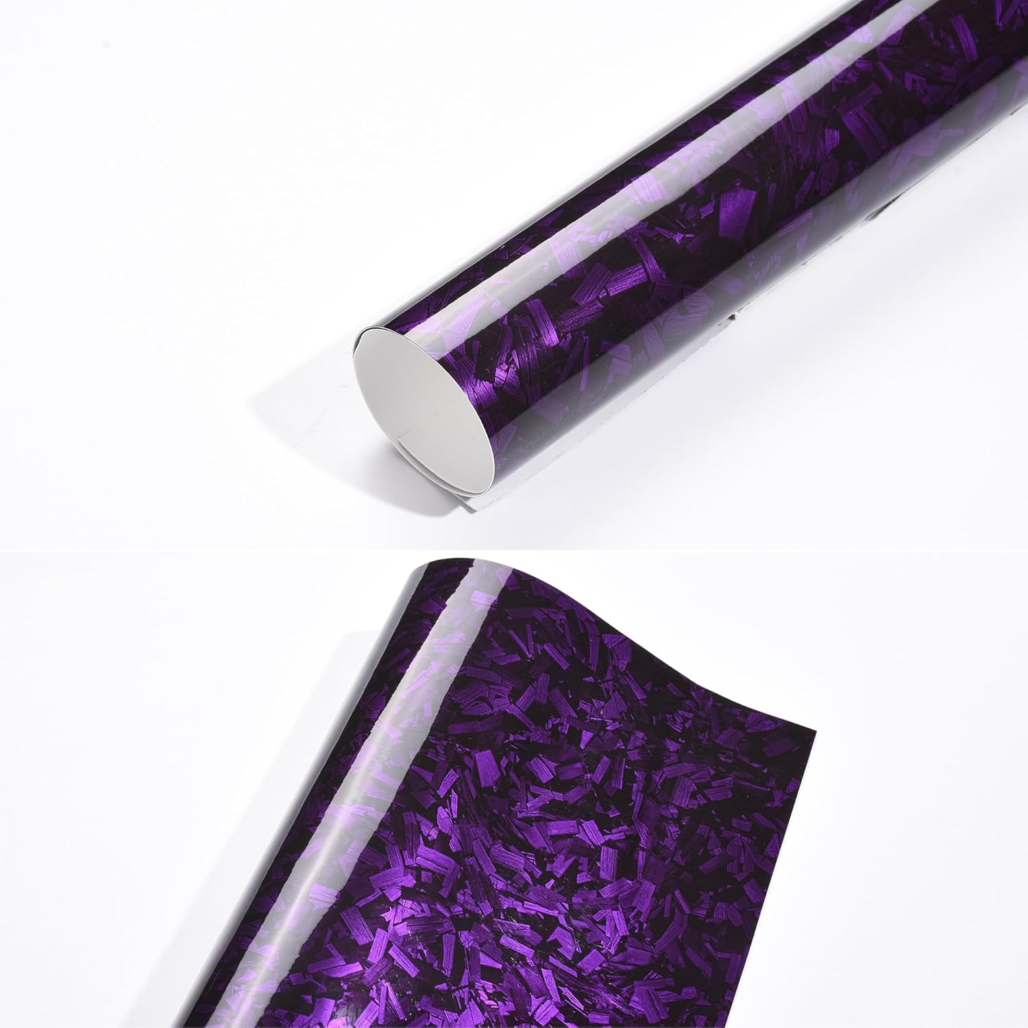 Purple Forged Carbon Car Vinyl Wrap Glossy Purple Simulated Forged Carbon Fiber Gloss Finish Car Body Film for Vehicle Interior Exterior Decoration, 59.84" x 590.55"