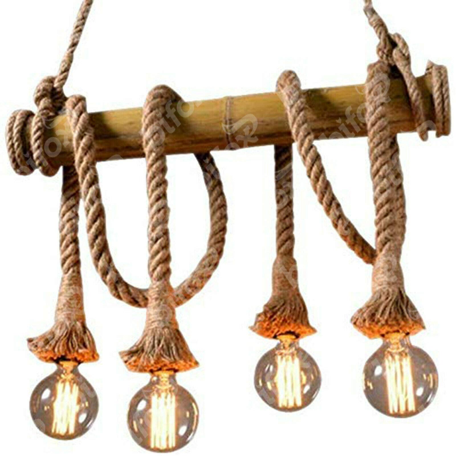 Universo Lampadario Retro 4 Bulbi E27 A Sospensione Stile Vintage Marrone