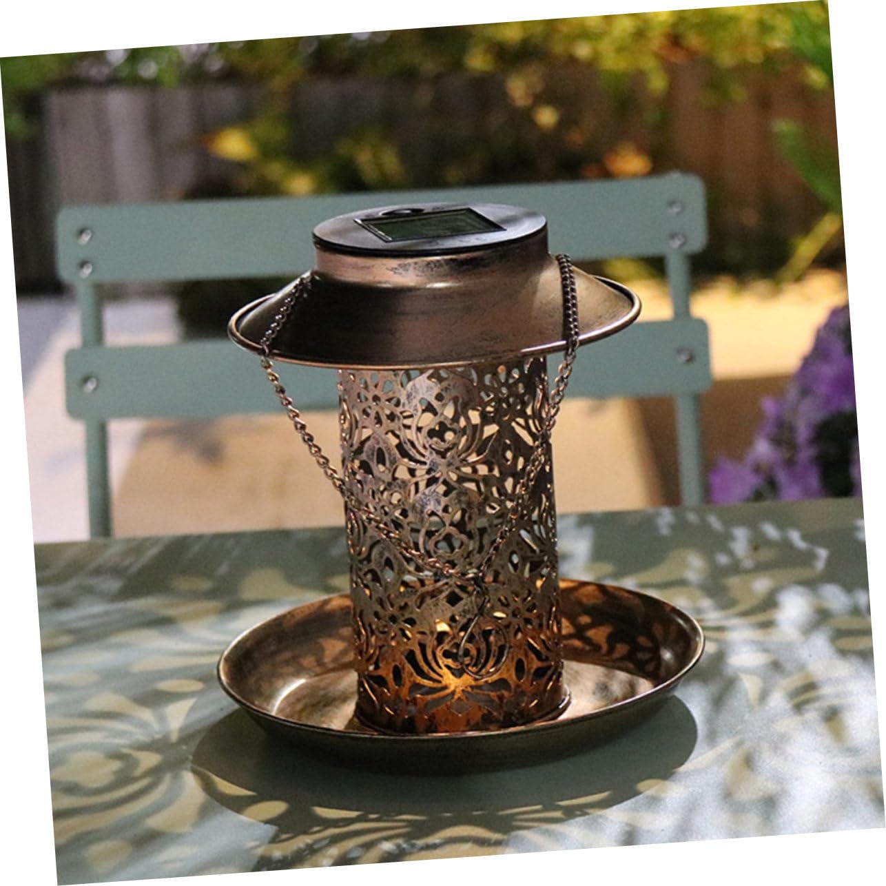 SUPVOX Mangiatoia Per Uccelli Solare Luce Led Contenitore Per Cibo Da Giardino Decorazione Da Appendere Per Canarini e Piccoli Uccelli