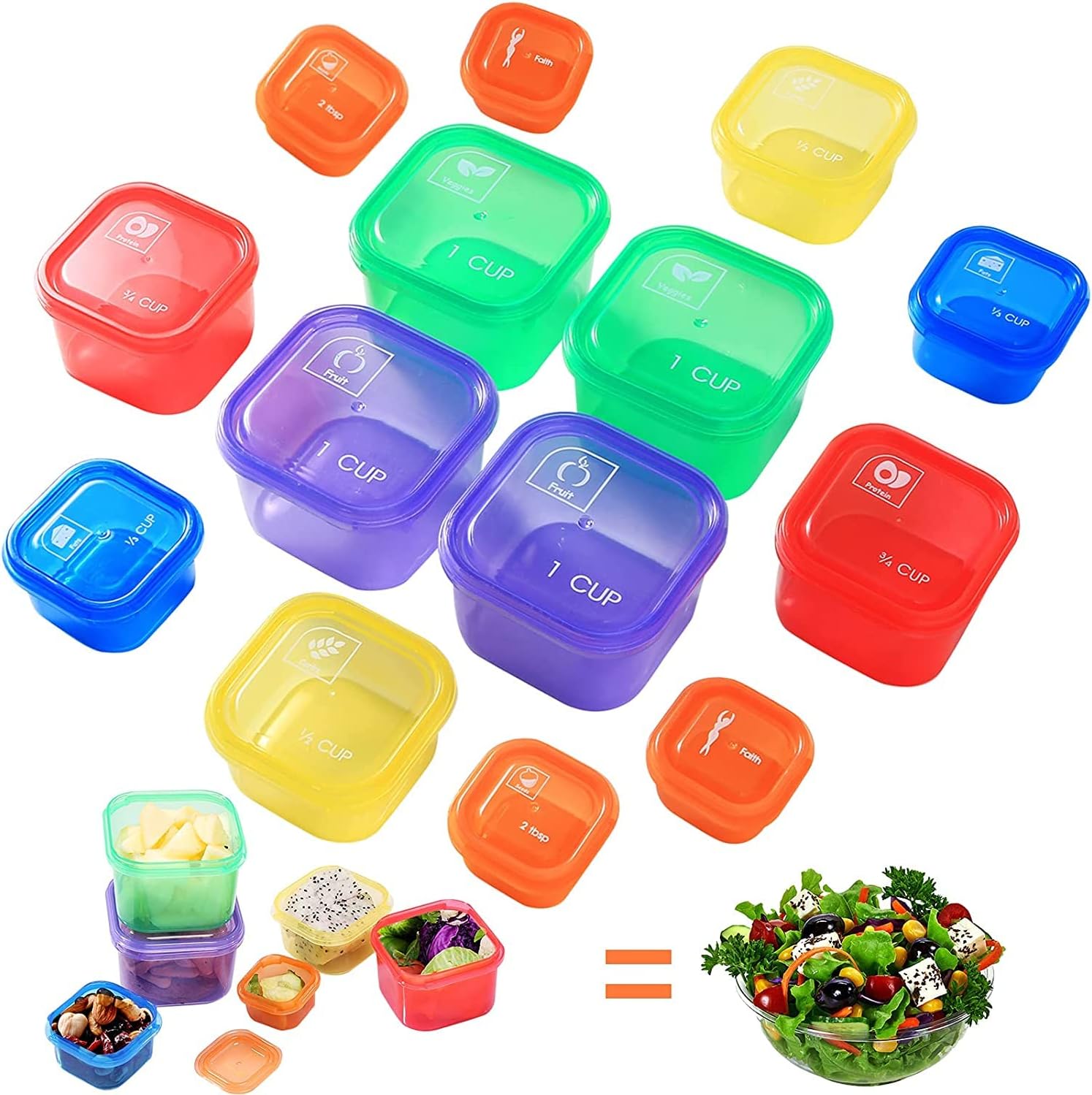 14Pcs Portion Control Container Kit,21 Day Fix Containers And Food Plan