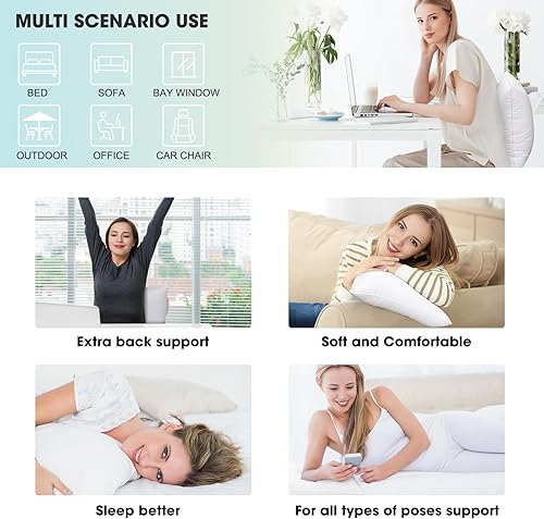 Miniatura 5 de WINGLAM, Rellenos de almohada, almohadas decorativas, relleno de funda, blanco, paquete de 2, 18 x 18 pulgadas, hipoalergénico, poliéster, ultra