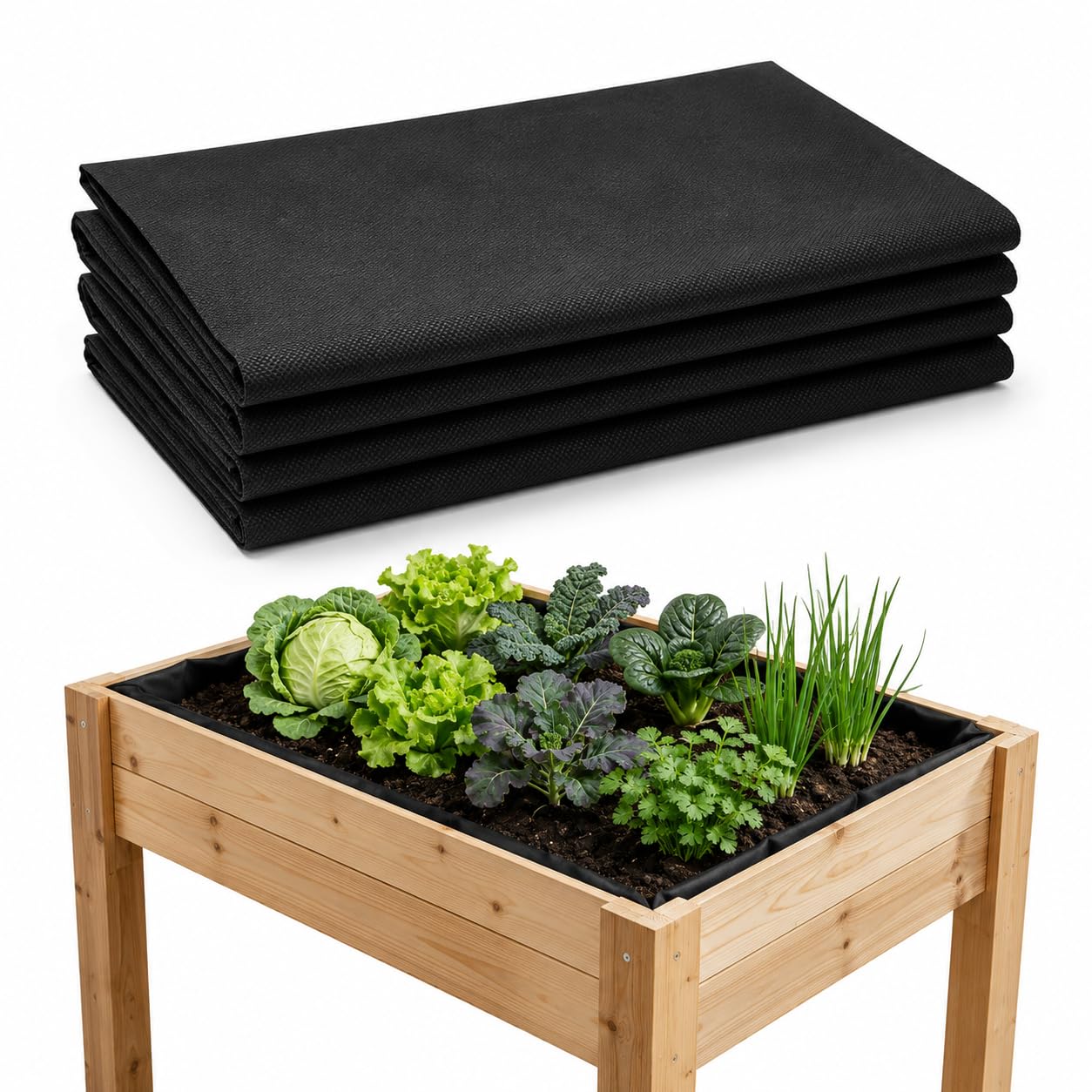 Wetopee 160cm x 290cm Heavy Duty Black Non Woven Planting Liner Outdoor Breathable Fabric Cover For Raised Garden Bed Vegetable And Herb Plant Trough