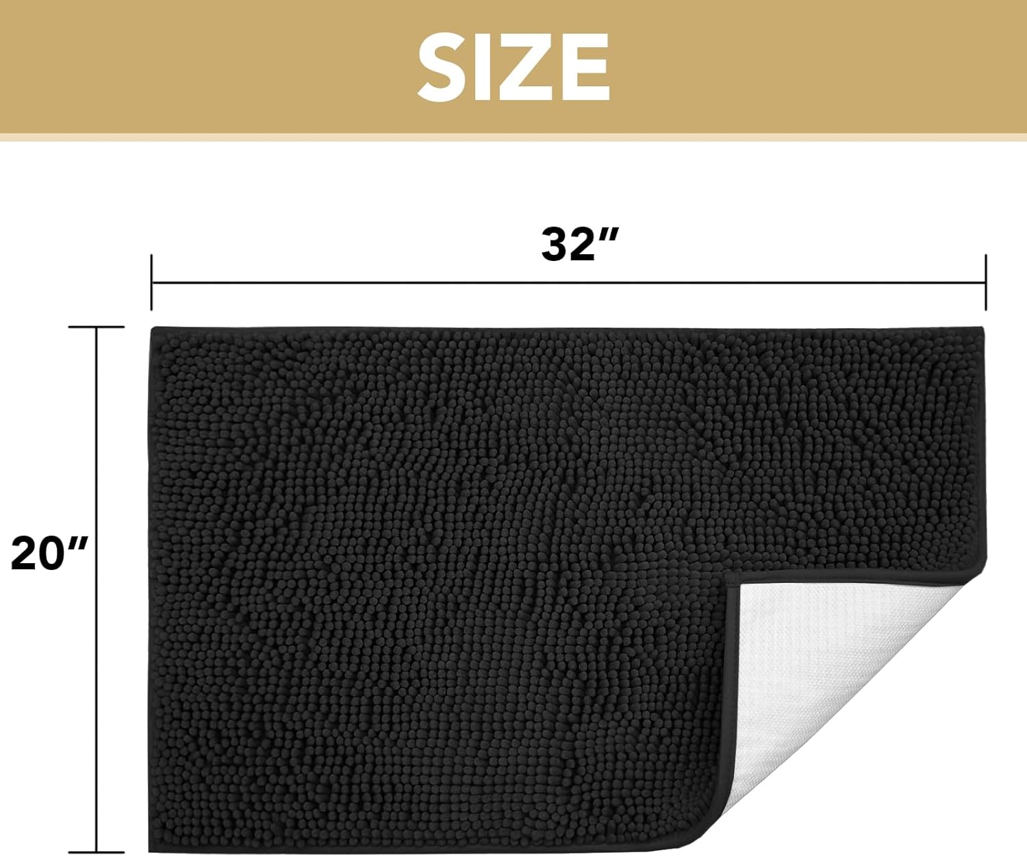 H.VERSAILTEX Dog Door Mat for Muddy Paws Absorbent Dirt Trapper Non Slip Quick Dry Washable Chenille Mats for Dogs Entry Rug for Indoor Outdoor (Black, 20" x 32")