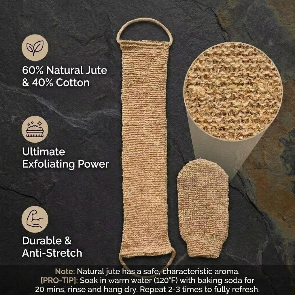 10-Piece Back Scrubber for Shower, Natural Loofah Exfoliating Set