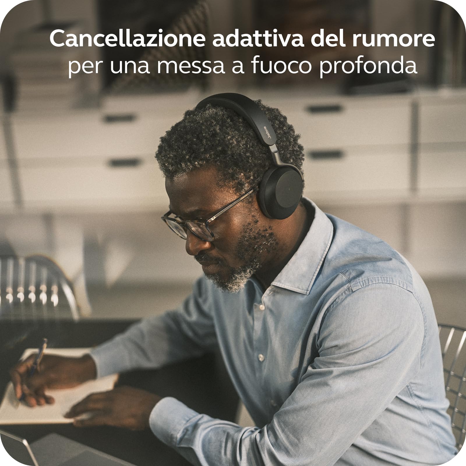 Jabra Evolve3 75 Cuffie On-Ear Wireless Bluetooth con Microfono per Lavoro, USB-C, AI Chiamate, Cancellazione Rumore Attiva Avanzata, 22h Batteria, per App Meeting Online, Nero