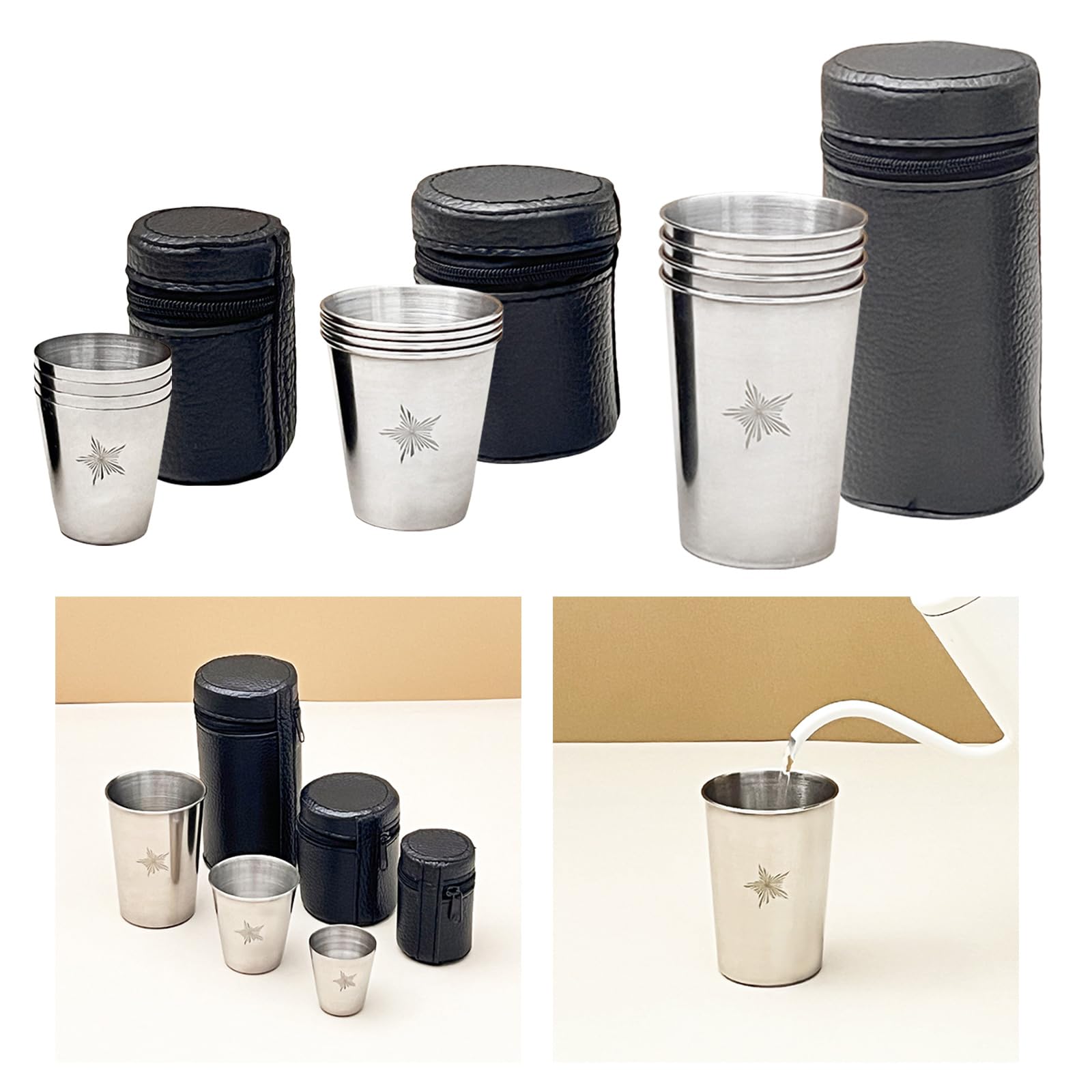 Oxxggkao Stainless Steel Shot Cup Set Portables Small Cups Outdoor Beverages Container For Camping And Outdoor Event