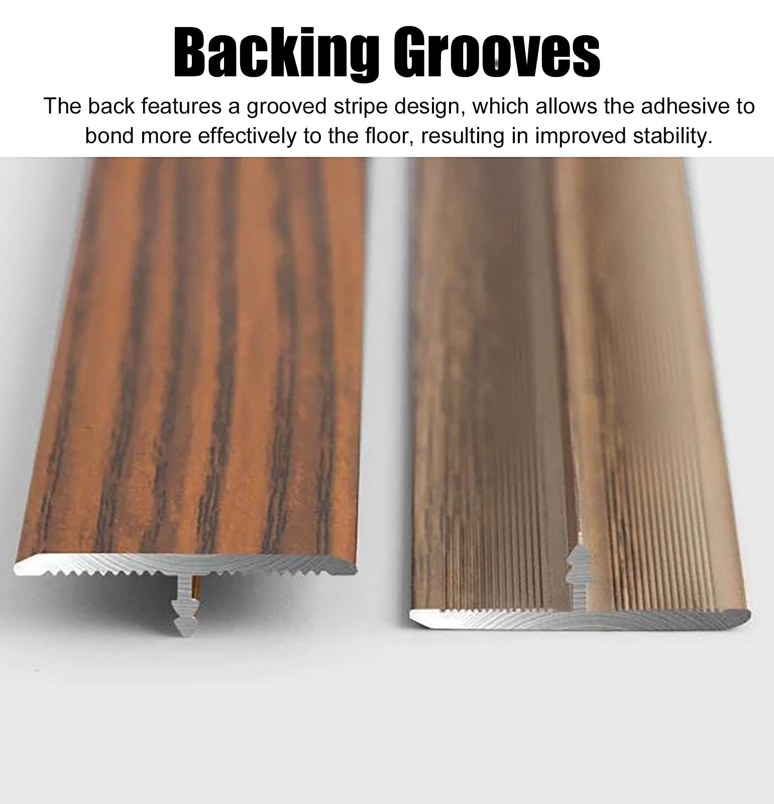 Perfil de Transición para Suelo Perfil de transición con acabado de madera, umbral de puerta con ranuras inferiores, perfil de remate para suelos con integración perfecta(Wood Grain B)