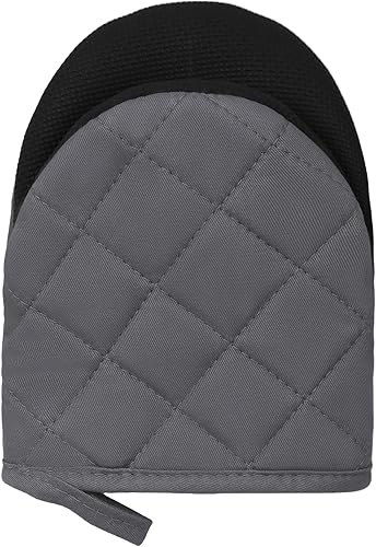 Miniatura 6 de 1 par de manoplas cortas para horno, de silicona resistentes al calor, para cocina, 500 grados, superficies de agarre antideslizantes y guantes de